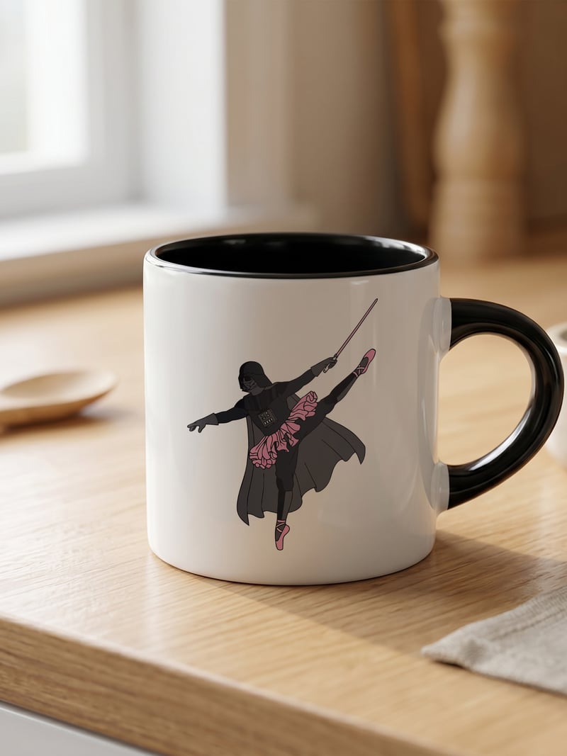 Darth Vader Balerin 180 ml Beyaz Siyah Kahve Kupası
