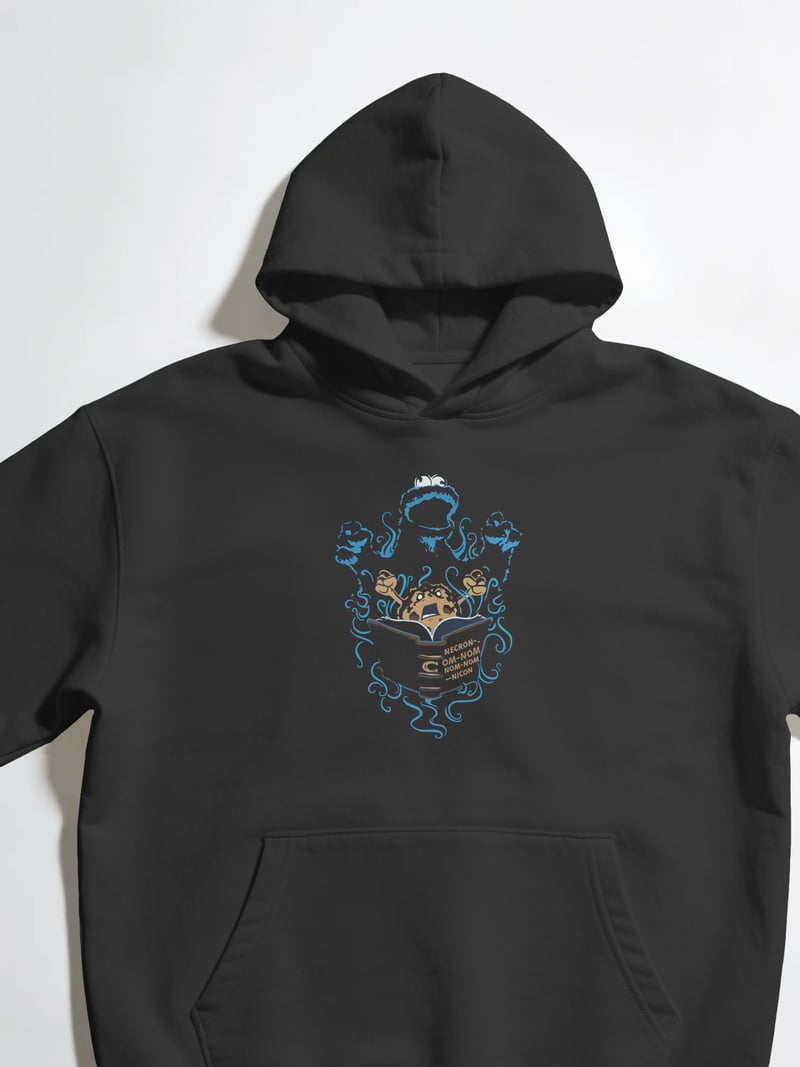Kurabiye Canavarı Unisex Siyah Kapüşonlu Sweatshirt