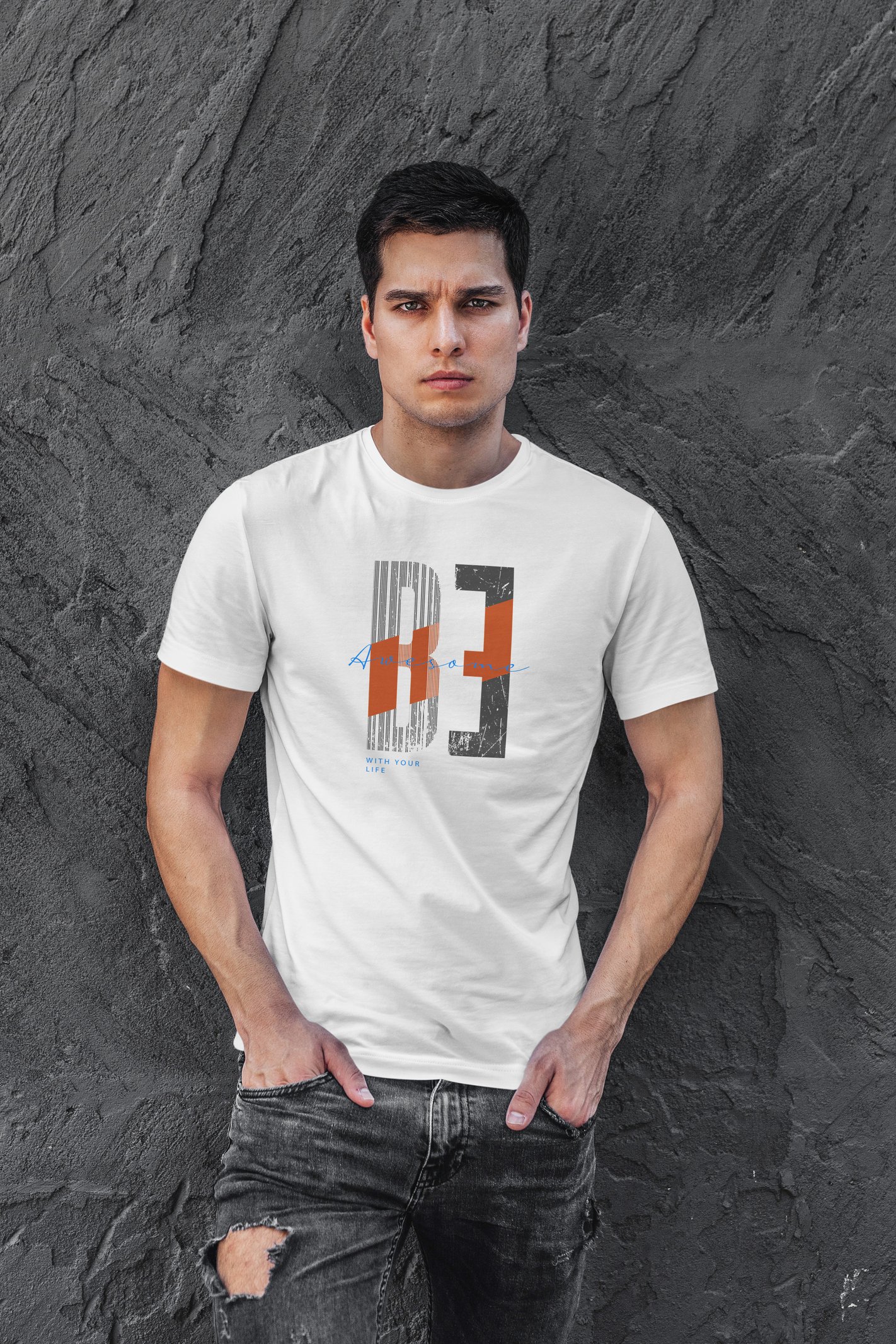 Be Awesome Dijital Baskı Beyaz Unisex Tişört