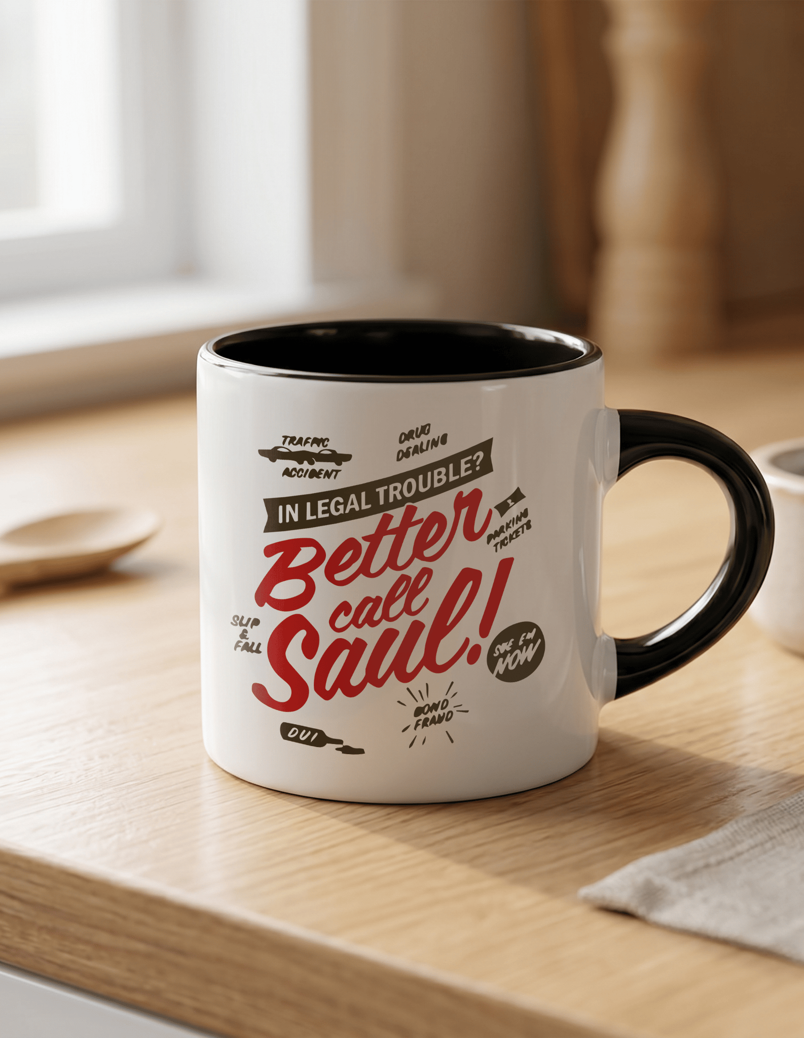 Better Call Saul 180 ml Beyaz Siyah Kahve Kupası