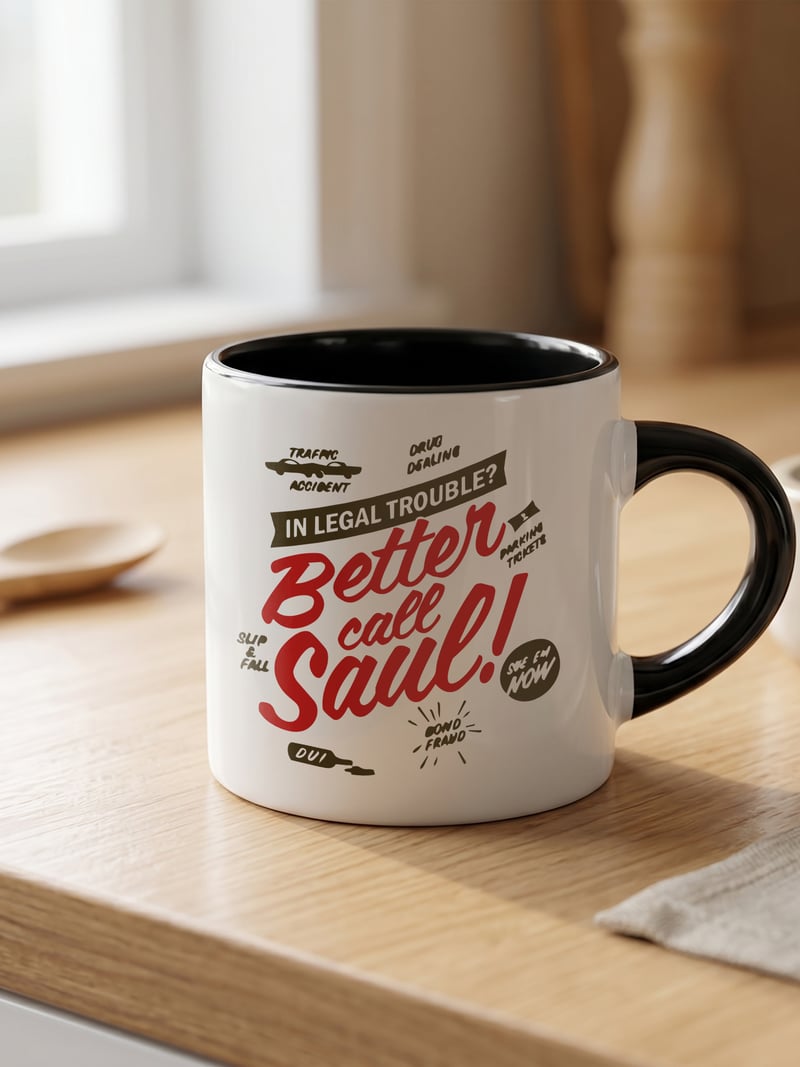 Better Call Saul 180 ml Beyaz Siyah Kahve Kupası
