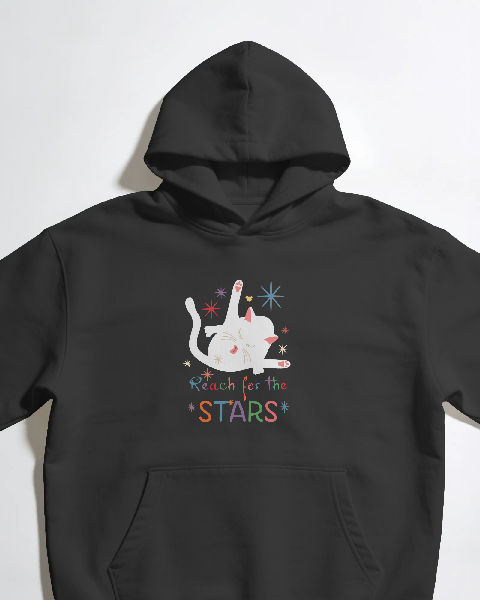 Reach for the Stars Unisex Siyah Kapüşonlu Sweatshirt