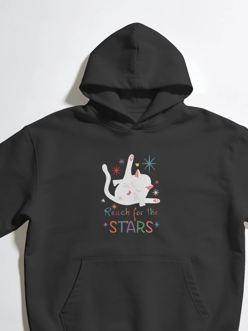 Reach for the Stars Unisex Siyah Kapüşonlu Sweatshirt
