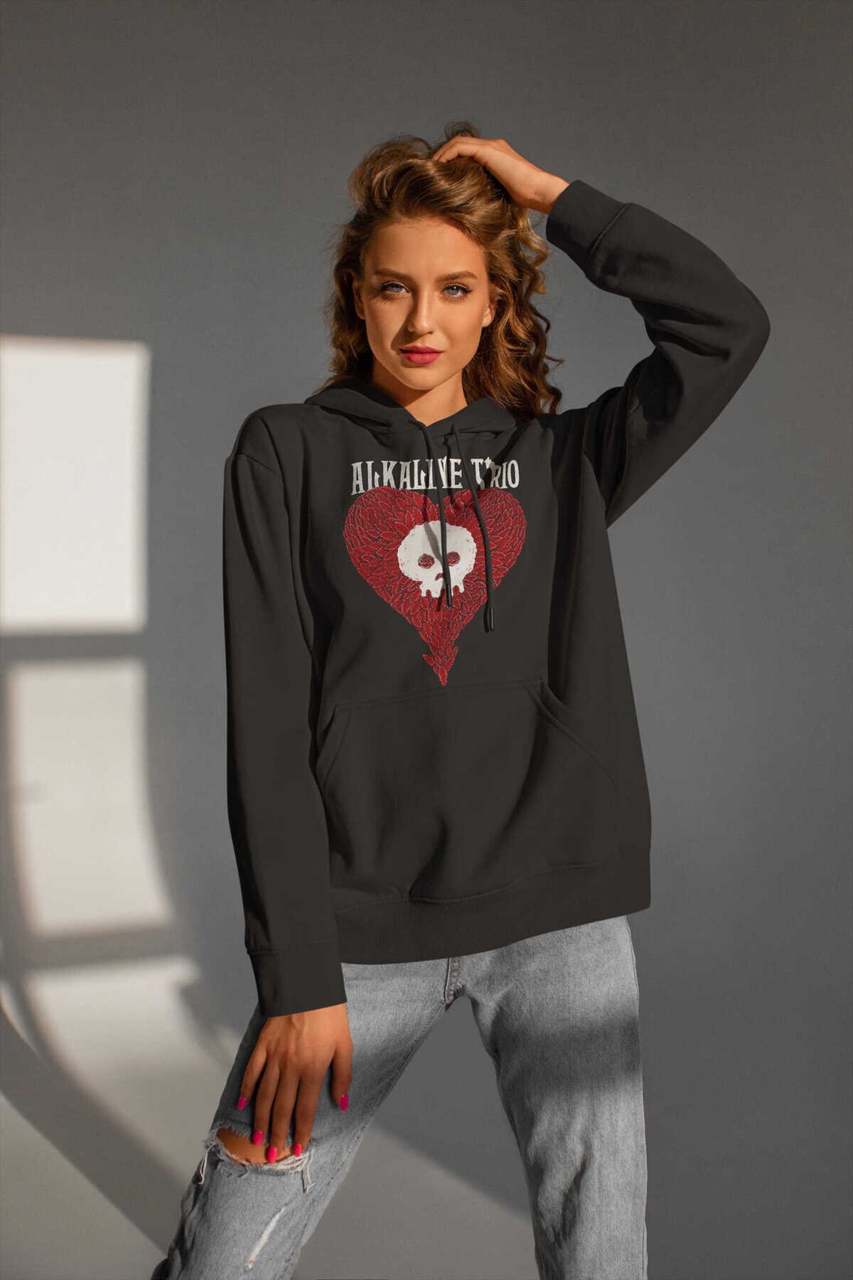 Alkaline Trio Kafatası Kapüşonlu Sweatshirt