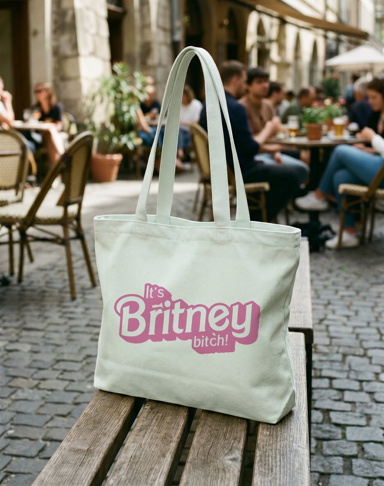 It's Britney Kanvas Astarlı Fermuarlı Omuz Çantası