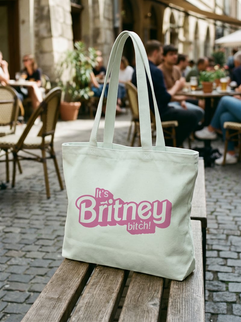It's Britney Kanvas Astarlı Fermuarlı Omuz Çantası