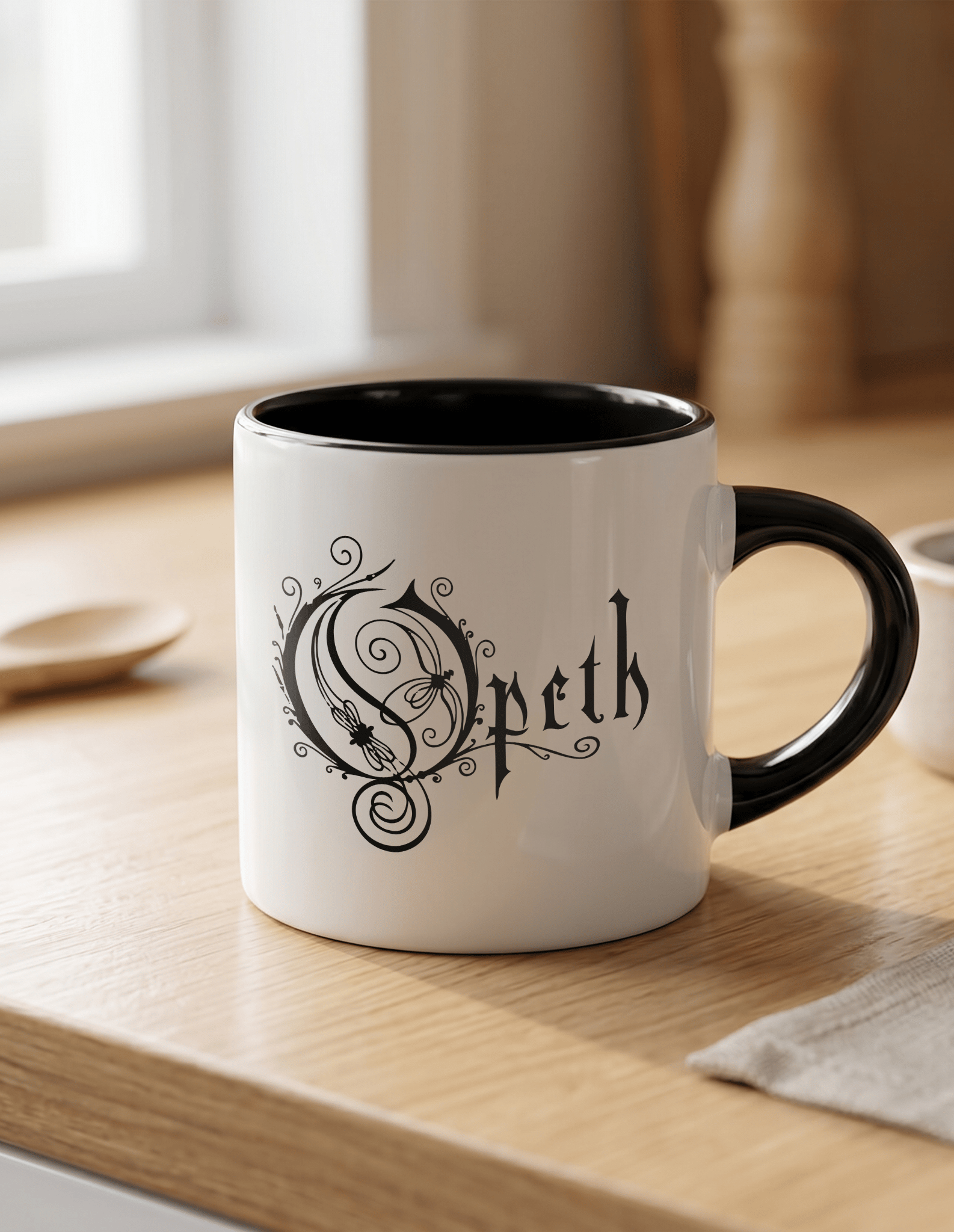 Opeth 180 ml Beyaz Siyah Kahve Kupası