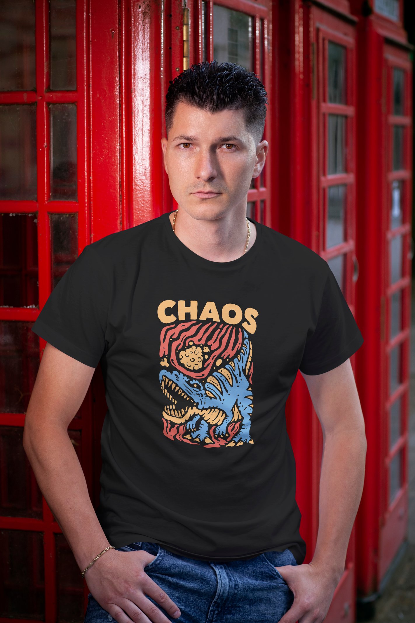 Chaos Dijital Baskı  Unisex Siyah T-Shirt