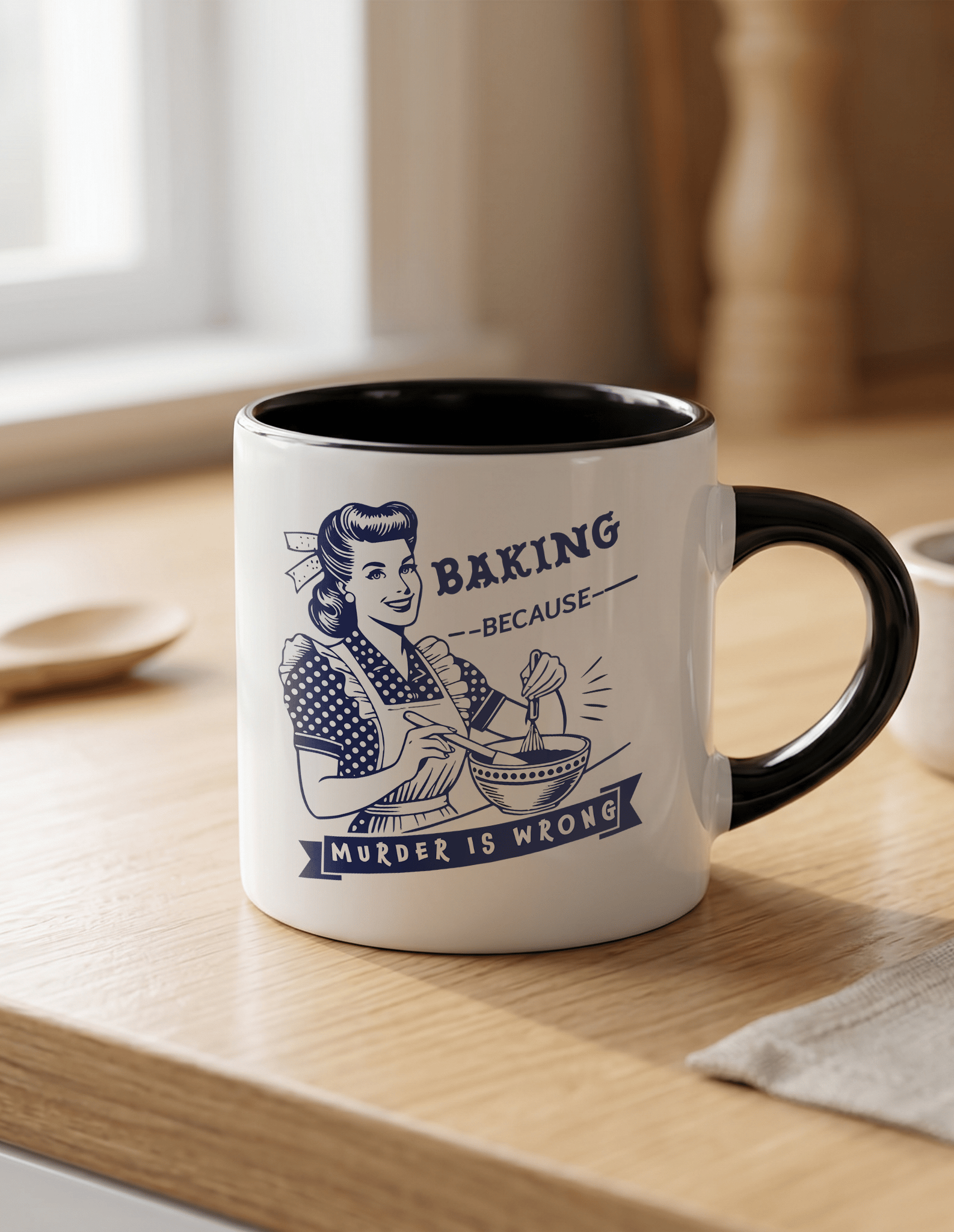 Murder is Wrong 180 ml Beyaz Siyah Kahve Kupası