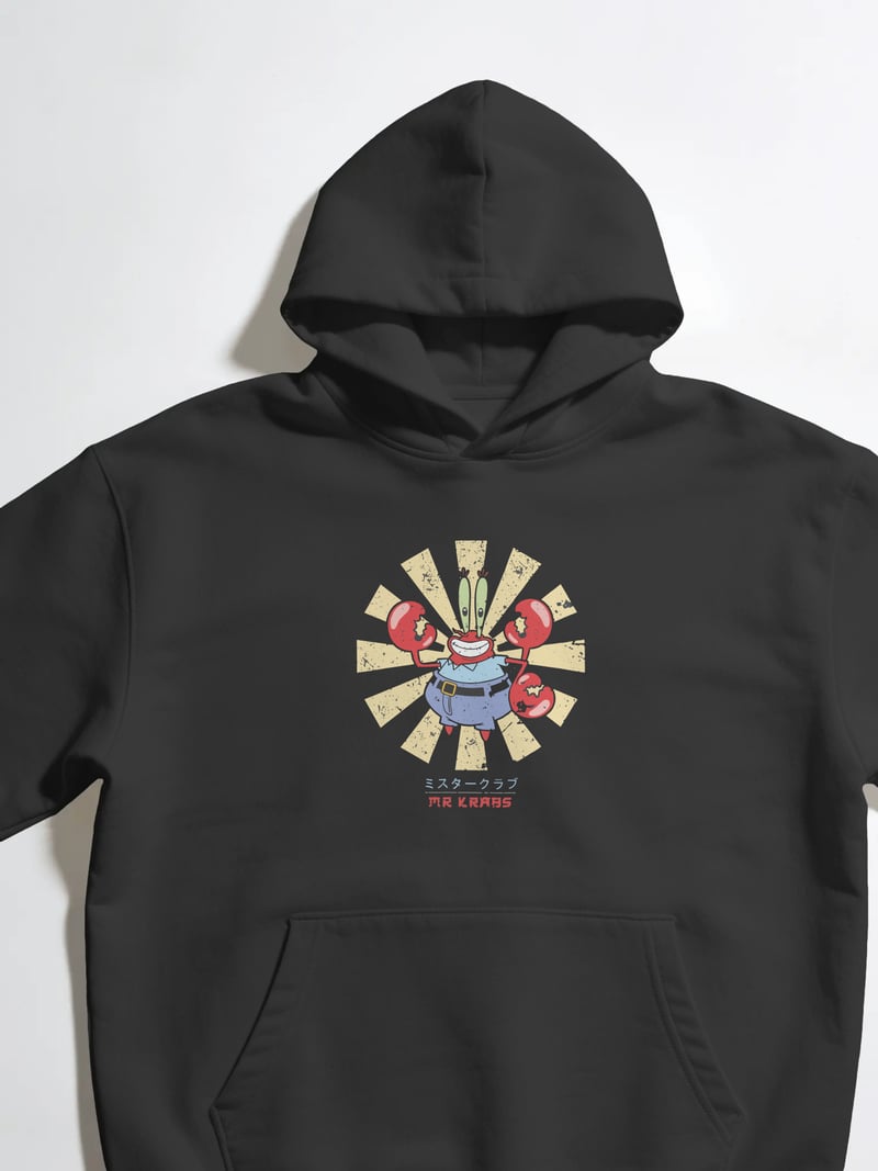 Mr. Krabs Spongebob Squarepants Unisex Siyah Kapüşonlu Sweatshirt
