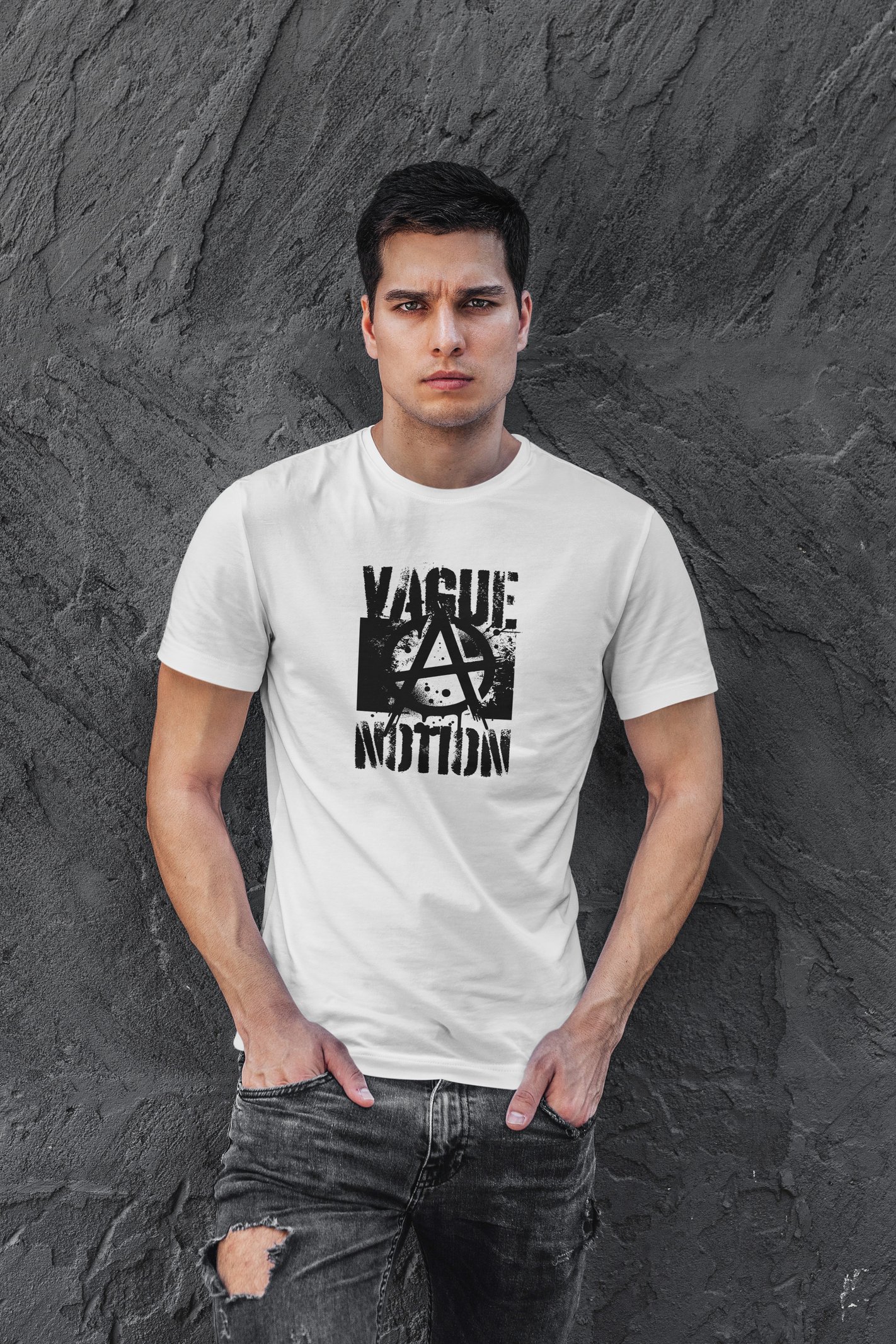 Vague Dijital Baskı Beyaz Unisex Tişört
