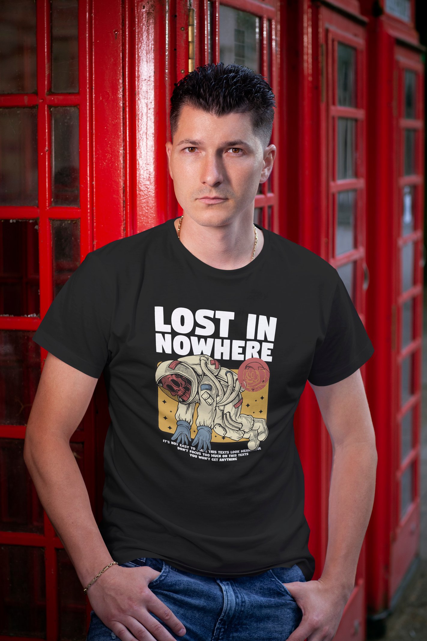 Lost in Nowhere Dijital Baskı  Unisex Siyah T-Shirt