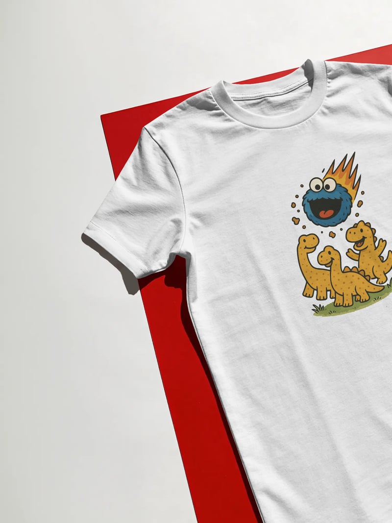 Kurabiye Canavarı Dinozor Beyaz Tişört