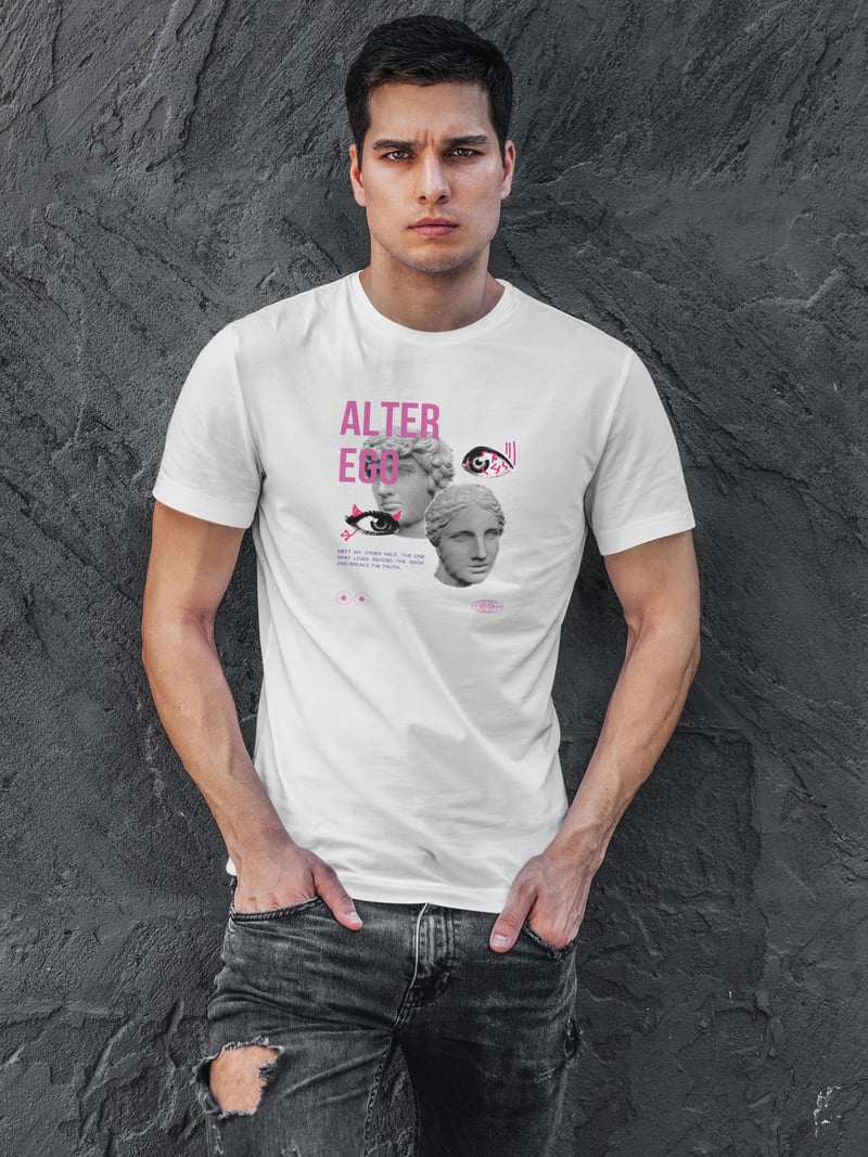 Alter Ego Dijital Baskı Beyaz Unisex Tişört