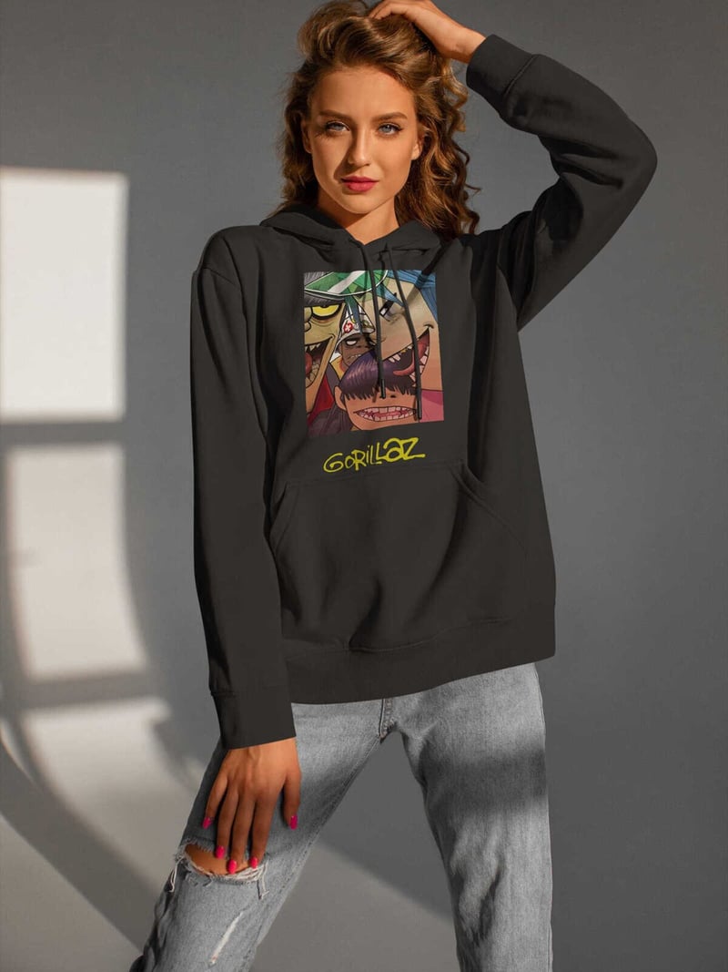 Gorillaz Dijital Baskı Kapüşonlu Unisex Sweatshirt