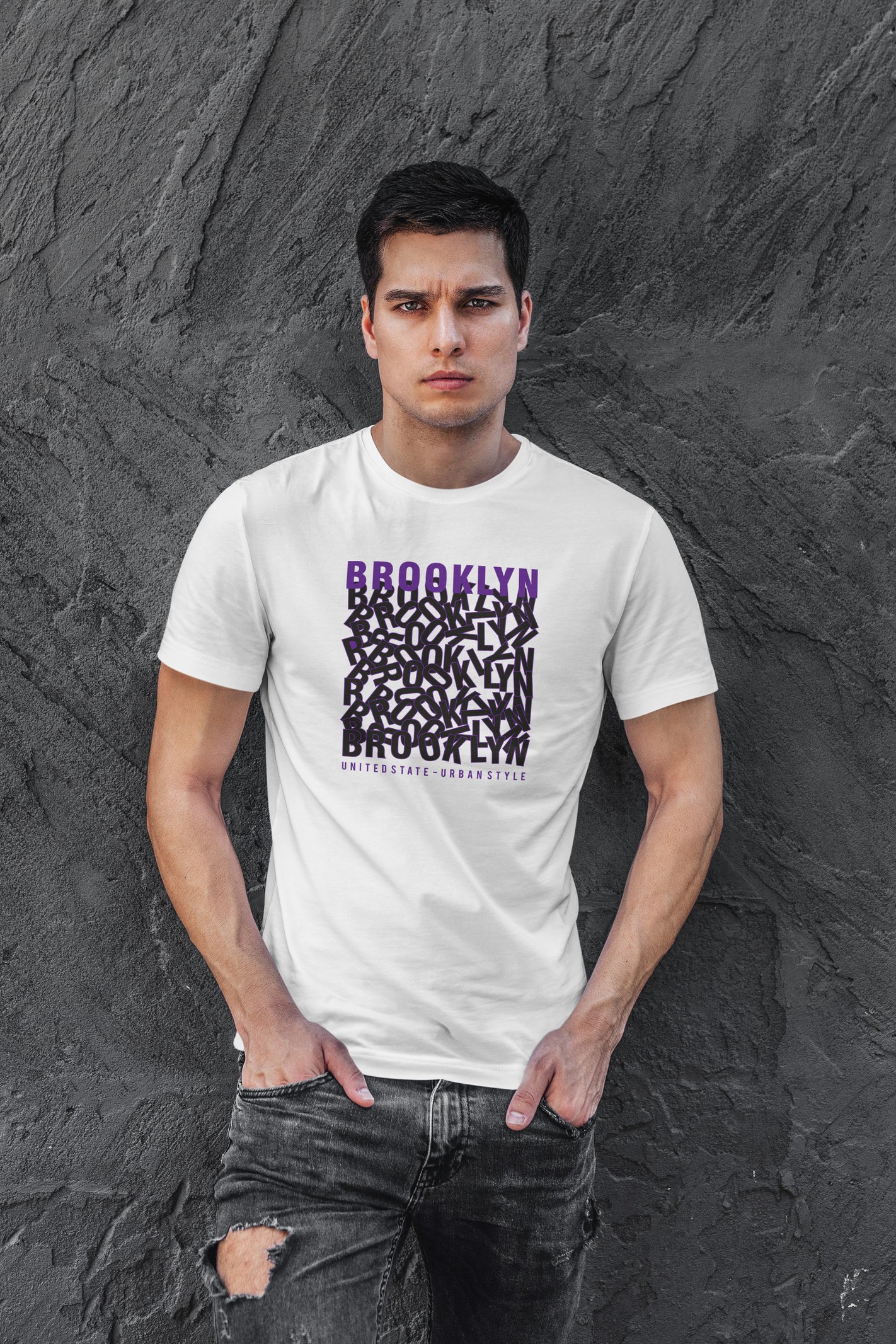 Brooklyn Dijital Baskı Beyaz Unisex Tişört