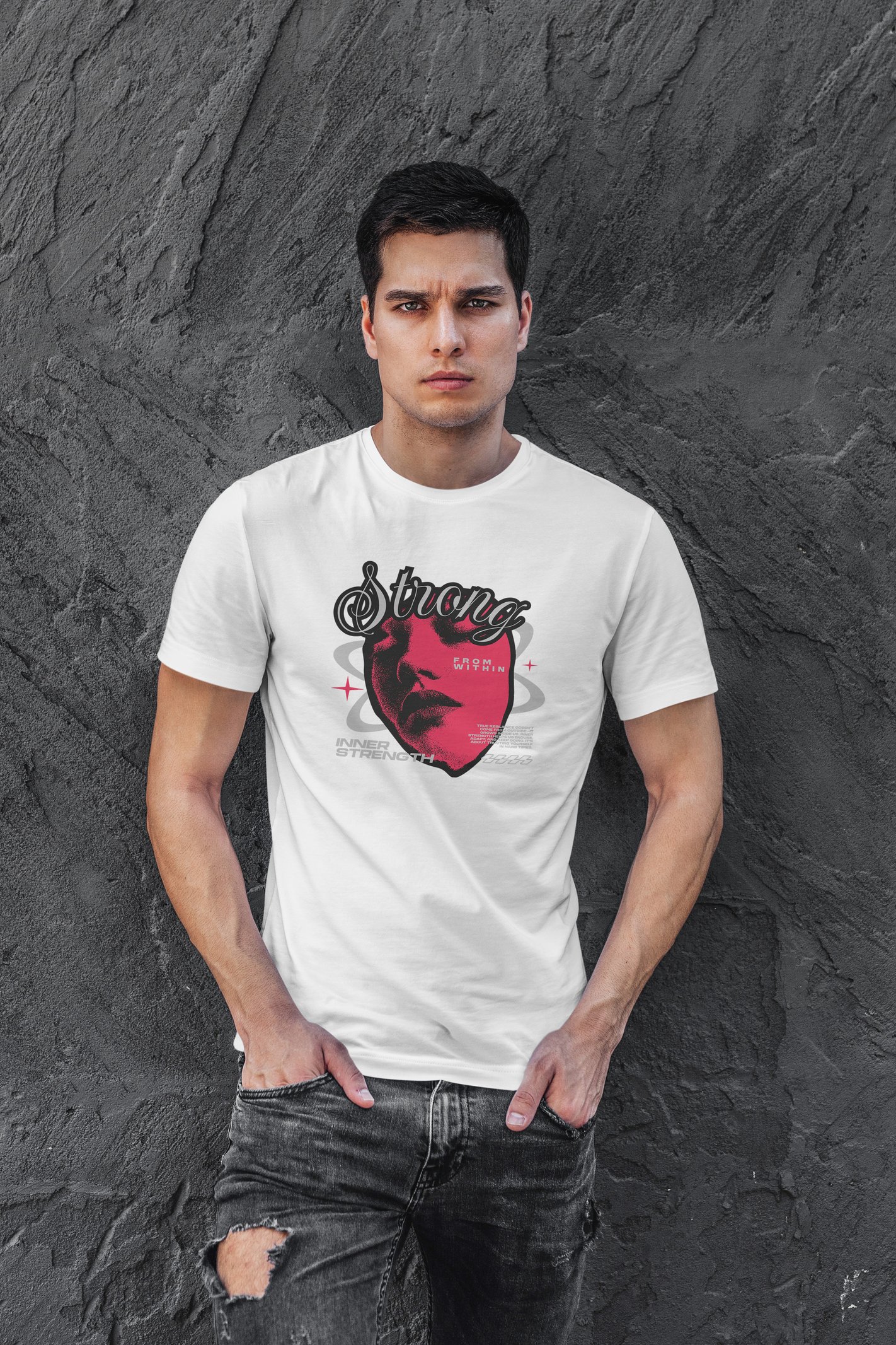 Strong Dijital Baskı Beyaz Unisex Tişört