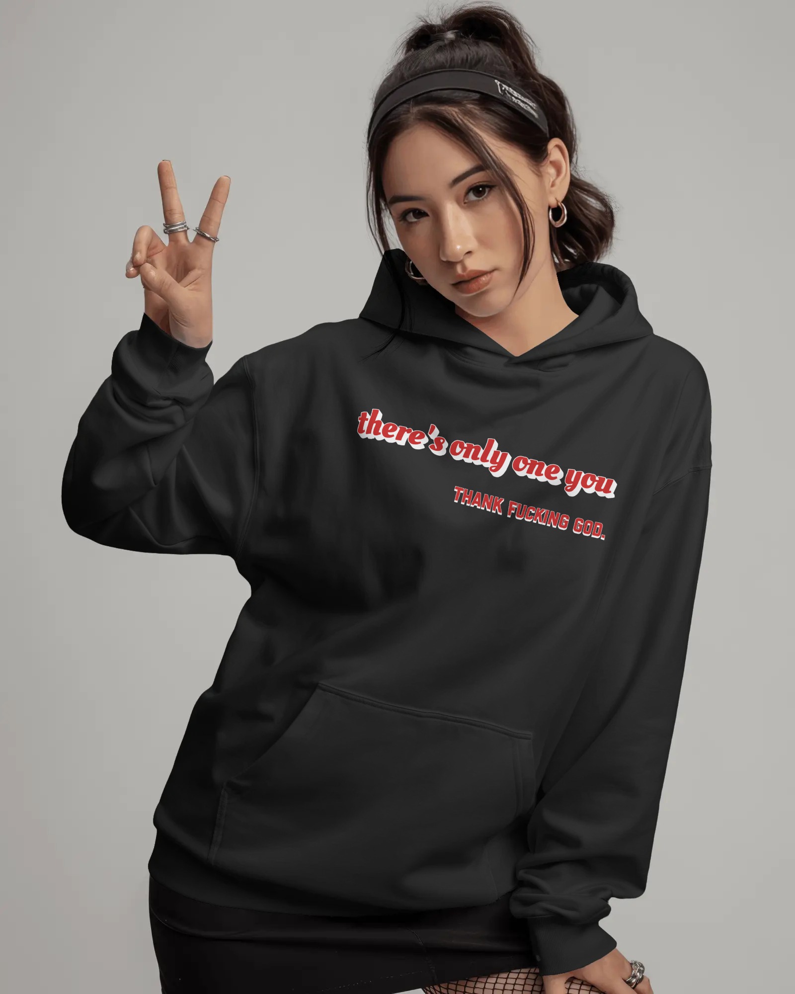 Only One You Unisex Siyah Kapüşonlu Sweatshirt