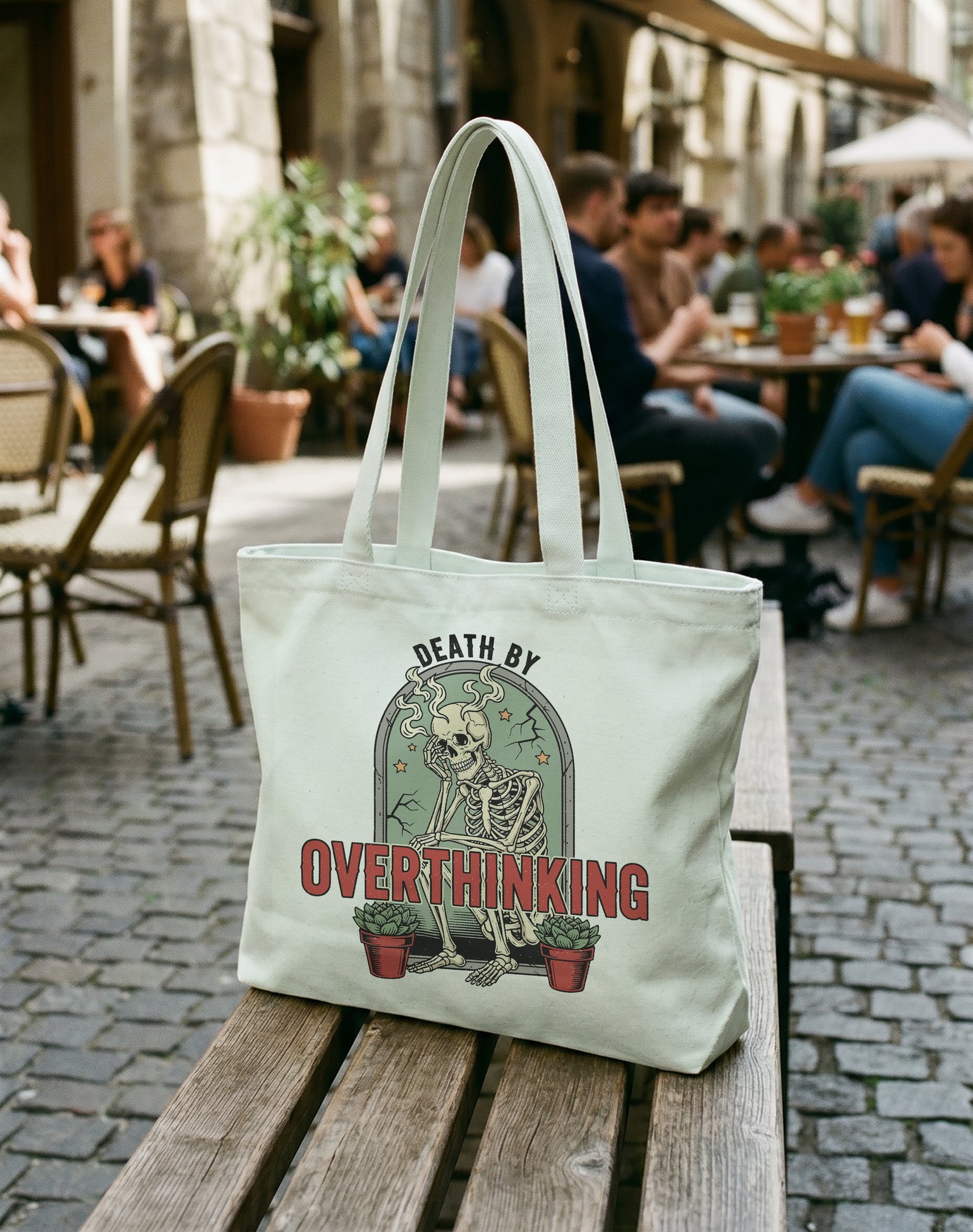 Overthinking Kanvas Astarlı Fermuarlı Omuz Çantası