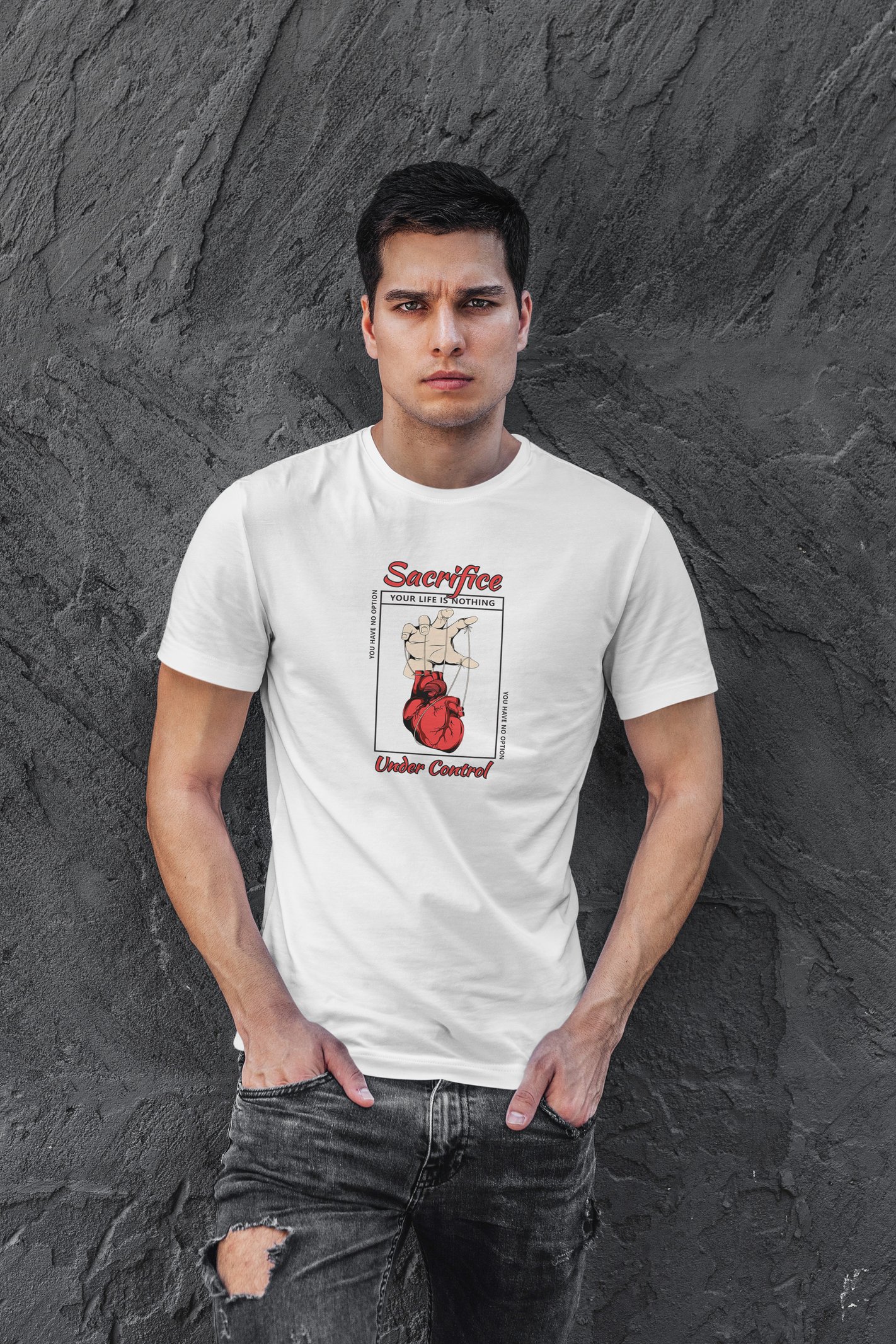 Sacrifice Dijital Baskı  Unisex Beyaz T-Shirt