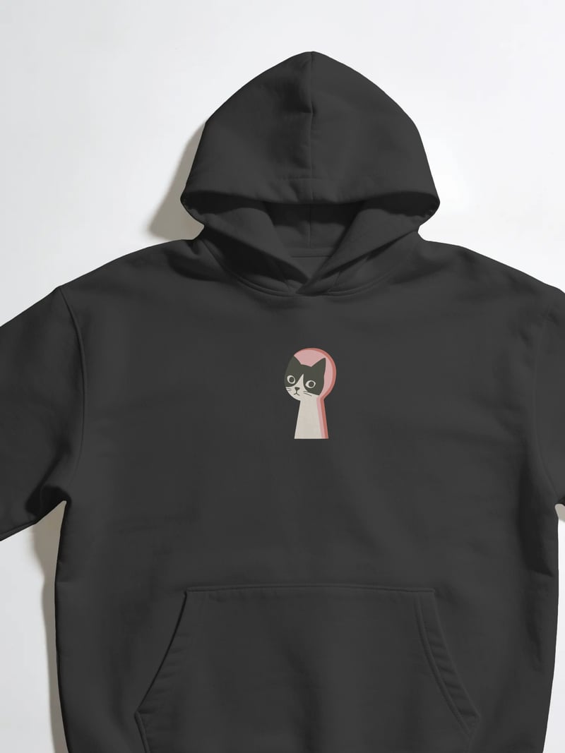 Cat Keyhole Unisex Siyah Sweatshirt