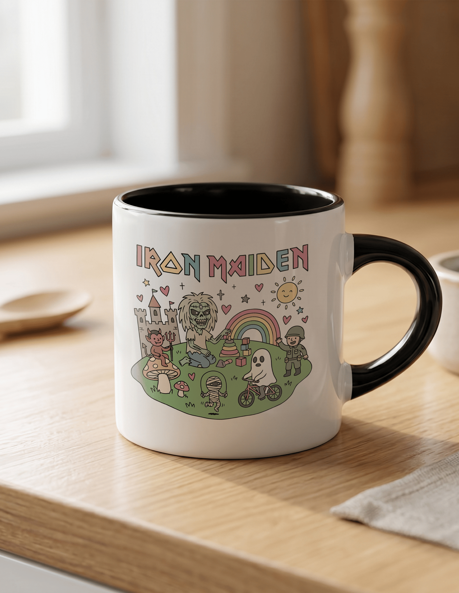 Iron Maiden 180 ml Beyaz Siyah Kahve Kupası