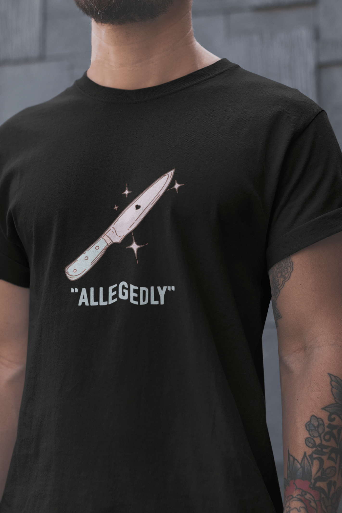 Allegedly Unisex Siyah Tişört