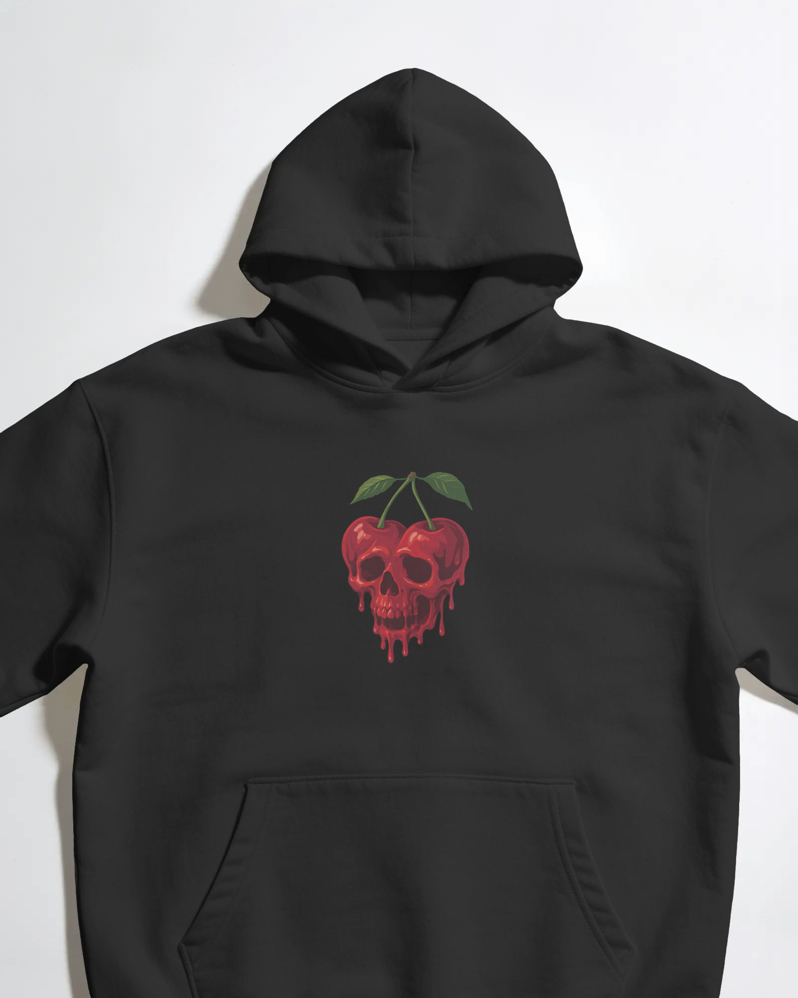 Cherry Skull Siyah Kapüşonlu Sweatshirt
