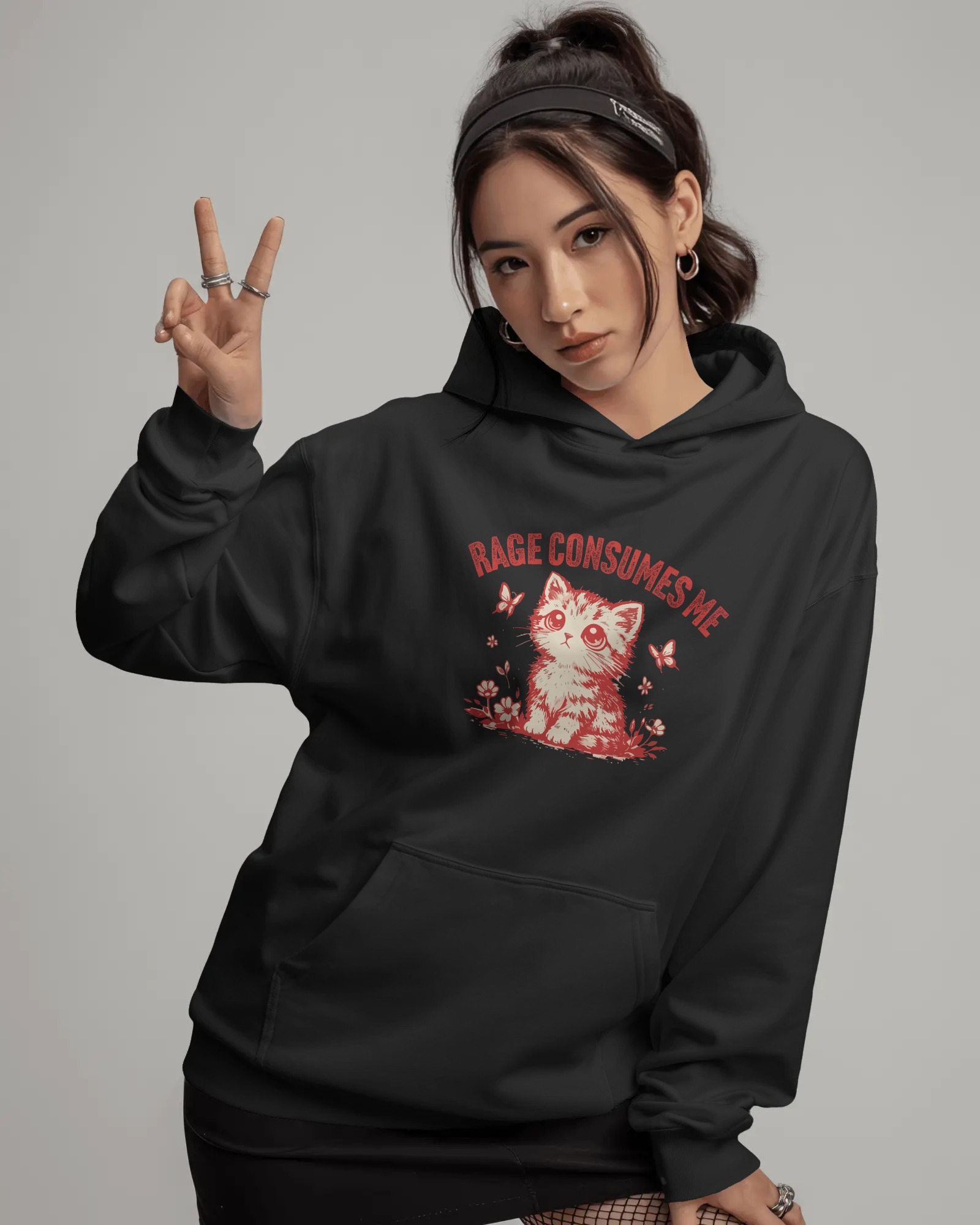 Rage Consumes Me Unisex Siyah Kapüşonlu Sweatshirt
