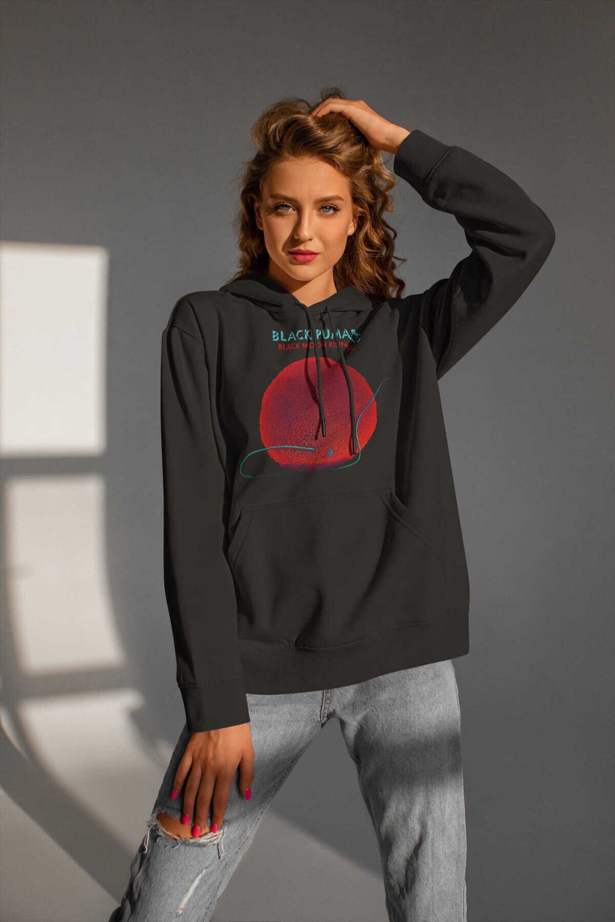 Black Pumas Dijital Baskı Kapüşonlu Unisex Sweatshirt