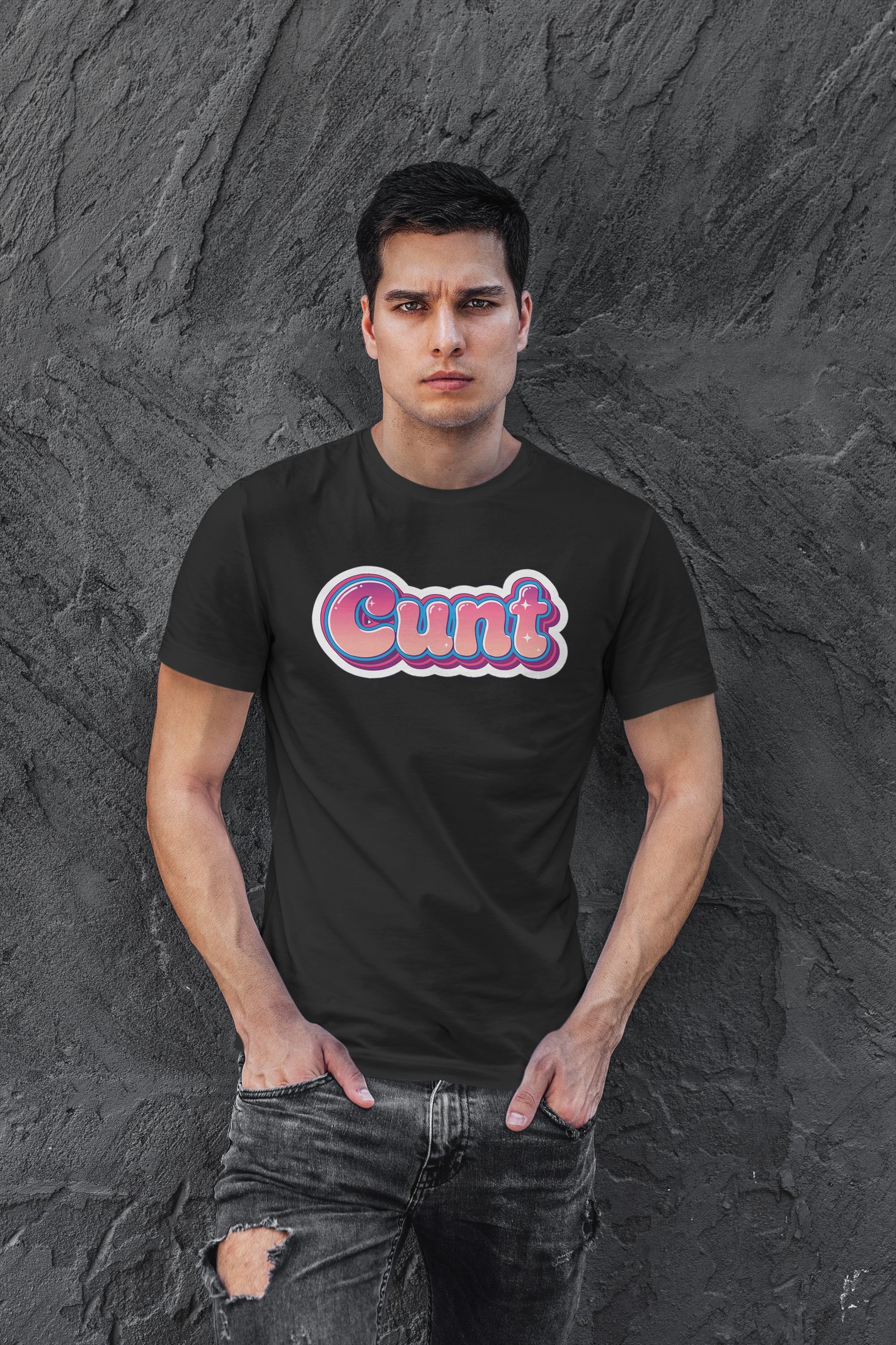 C*nt Dijital Baskı Siyah Unisex Tişört