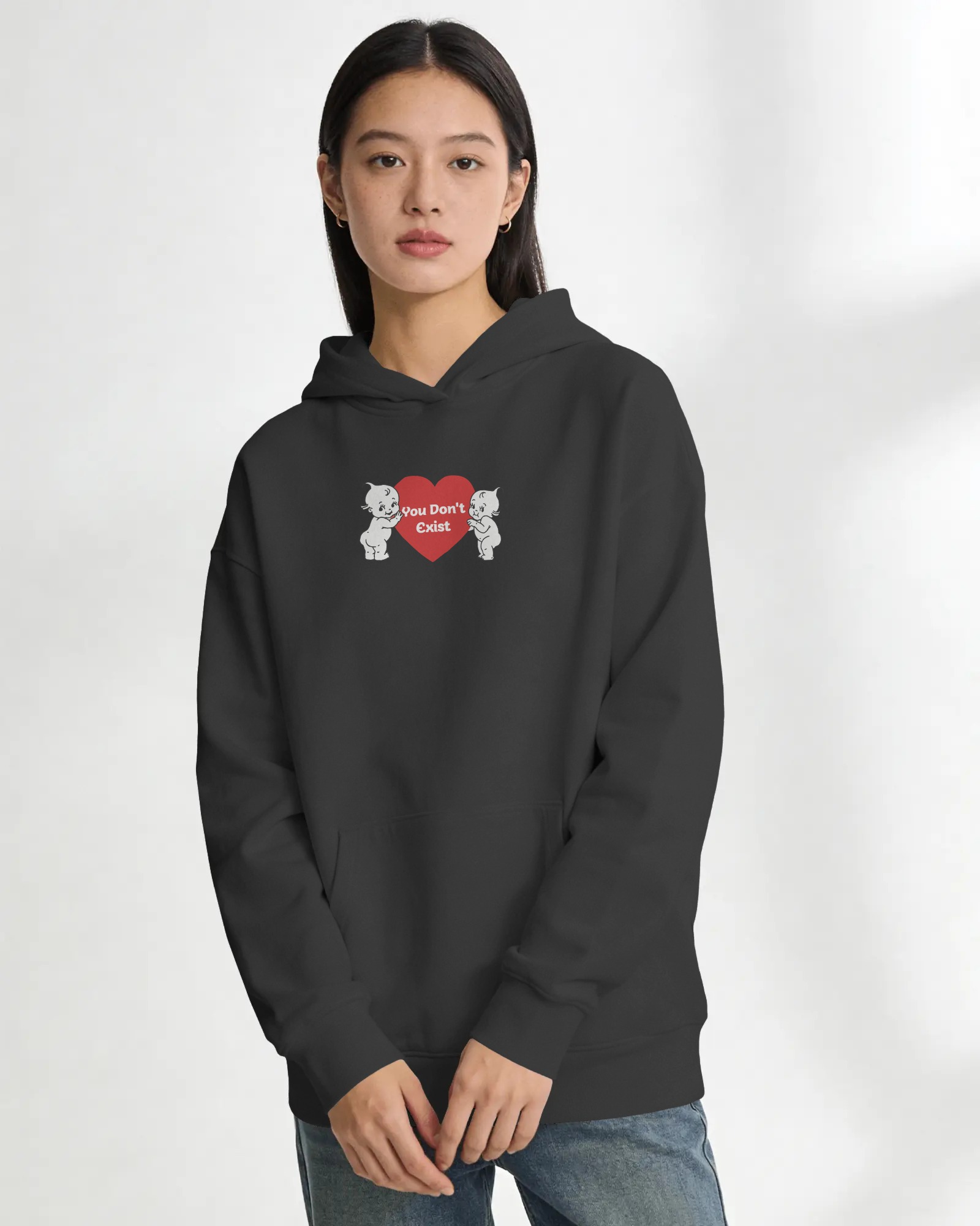 You Don't Exist Unisex Siyah Kapüşonlu Sweatshirt