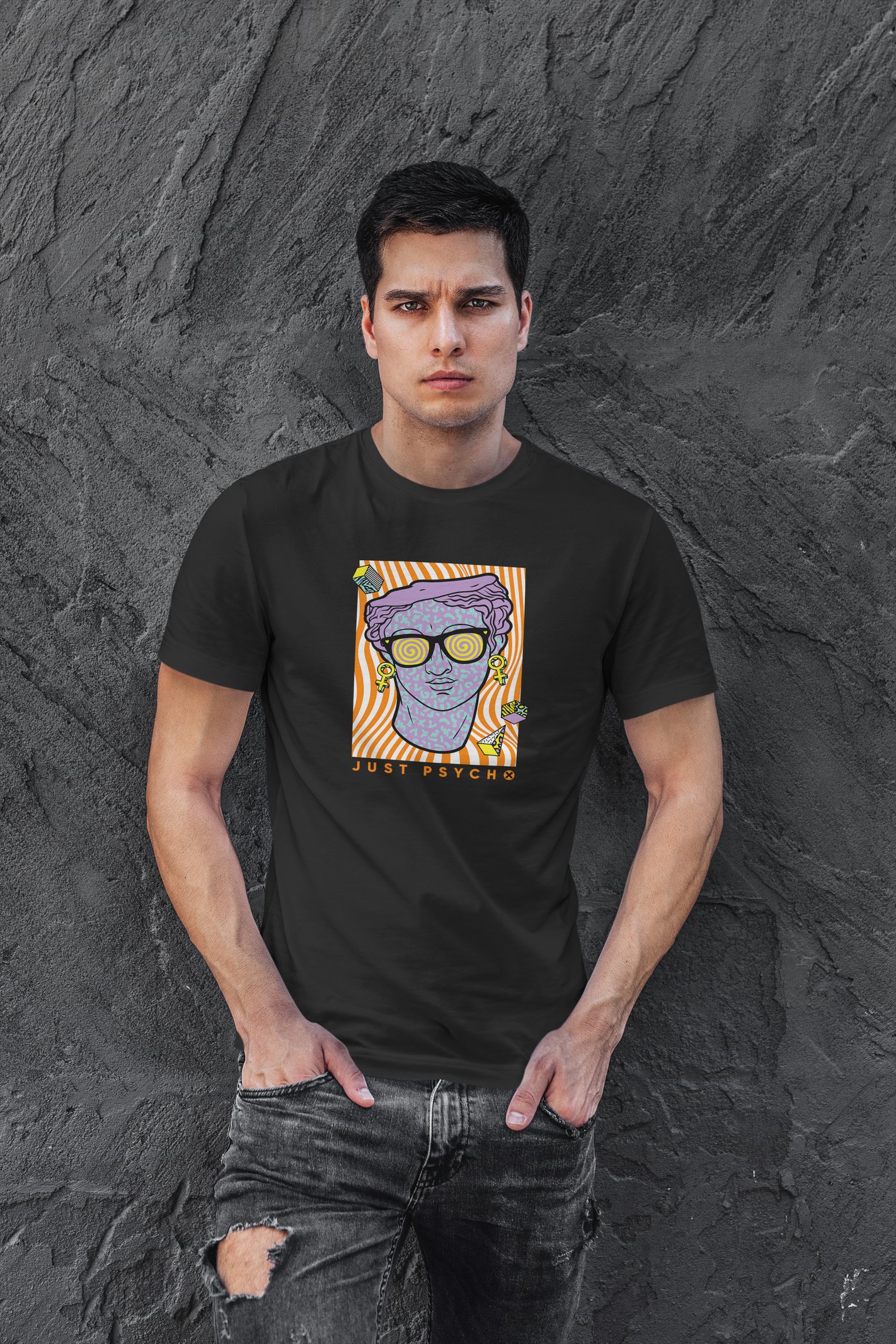 Psycho Dijital Baskı Siyah Unisex Tişört