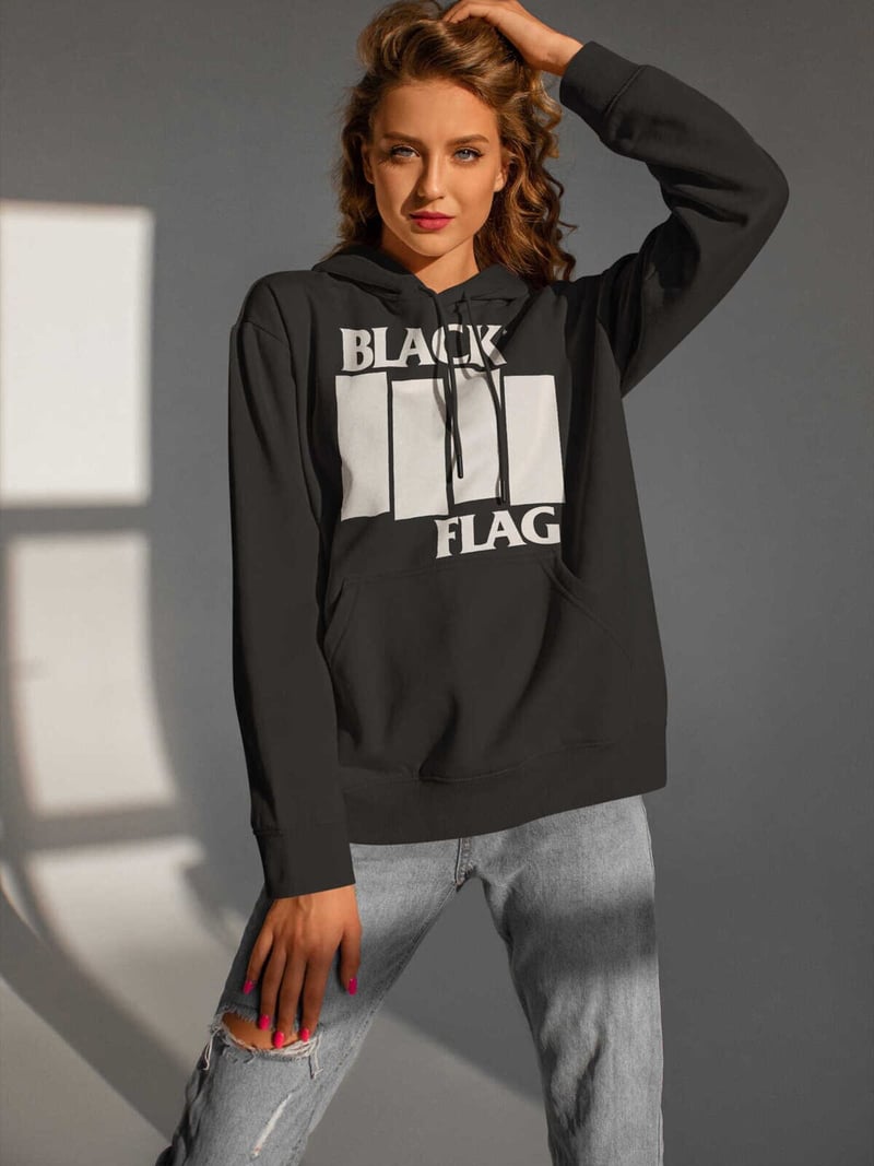 Black Flag Dijital Baskı Kapüşonlu Unisex Sweatshirt