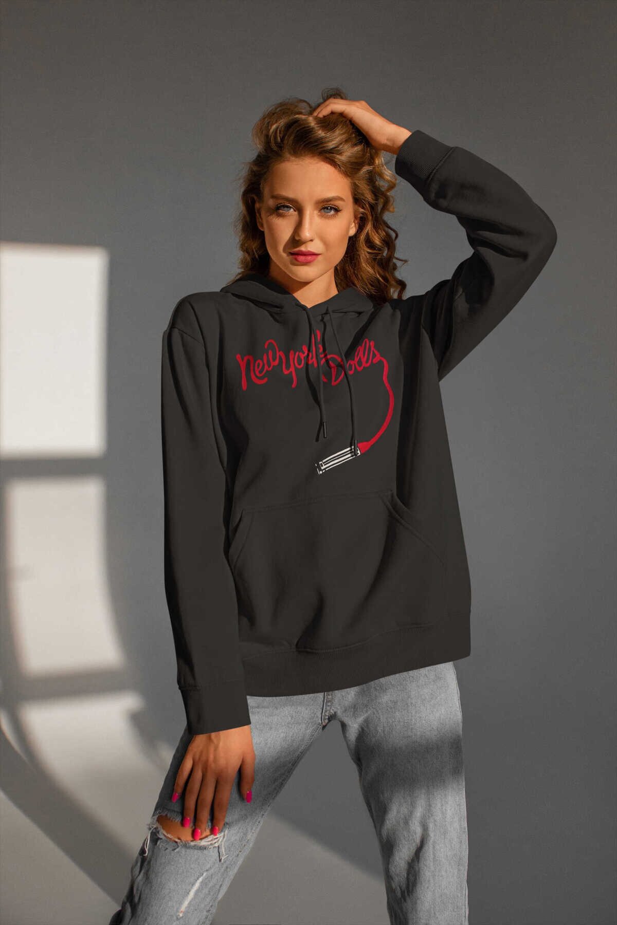 New York Dolls Dijital Baskı Kapüşonlu Unisex Sweatshirt