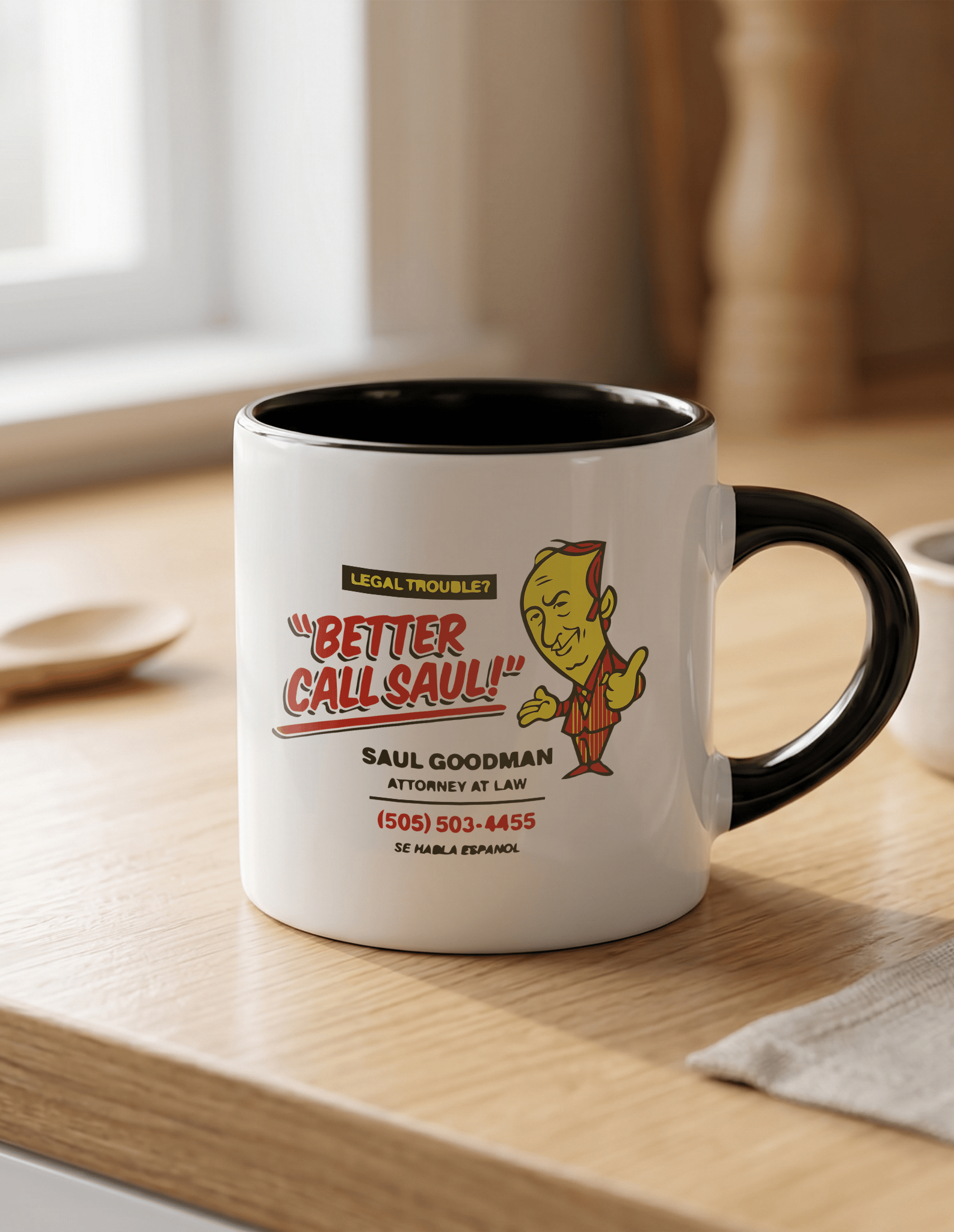 Better Call Saul 180 ml Beyaz Siyah Kahve Kupası