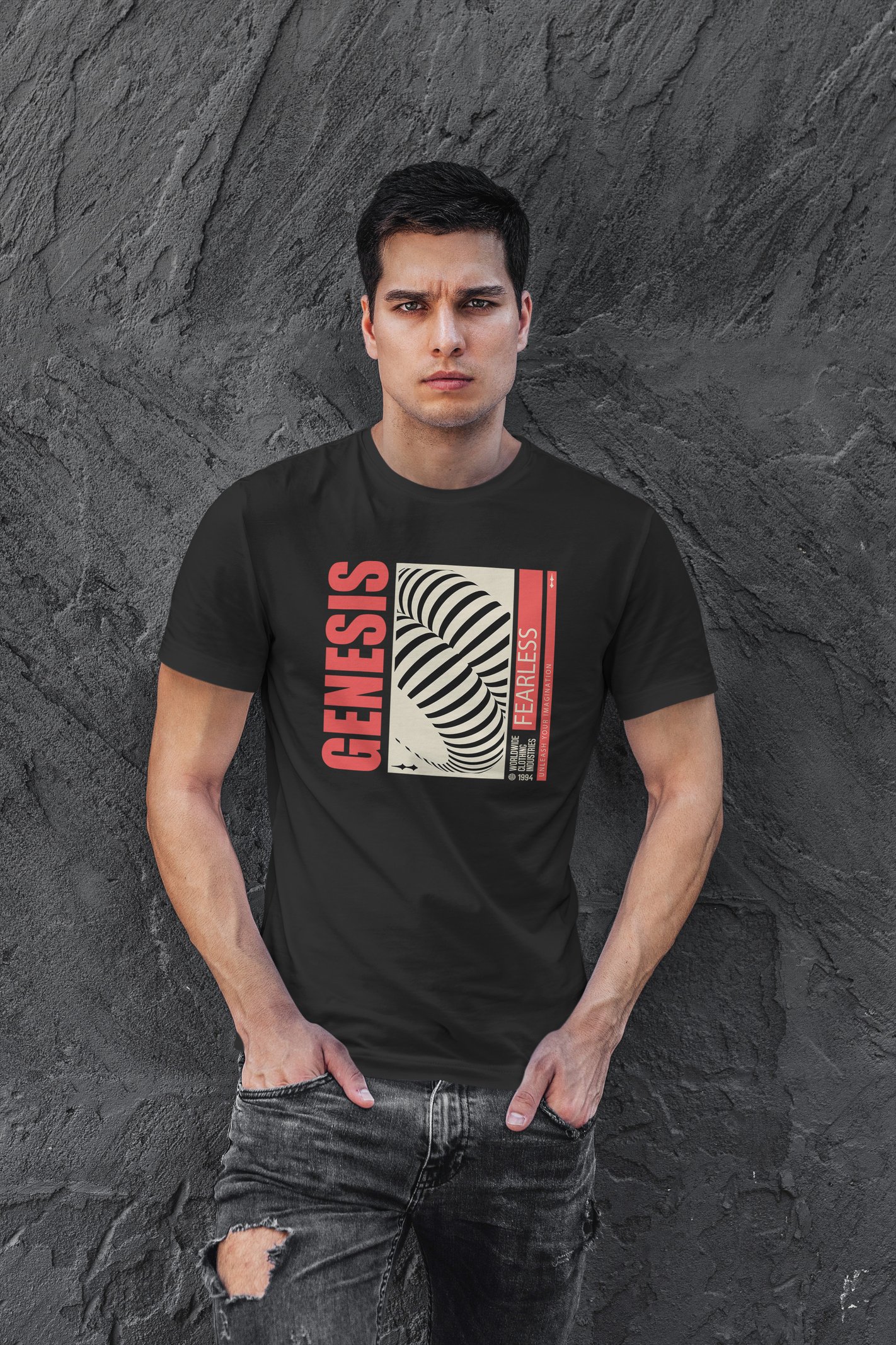 Genesis Dijital Baskı Siyah Unisex Tişört