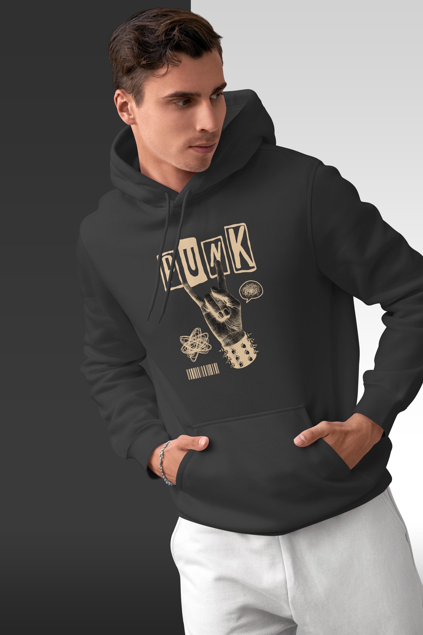 Punk Kapüşonlu Unisex Sweatshirt