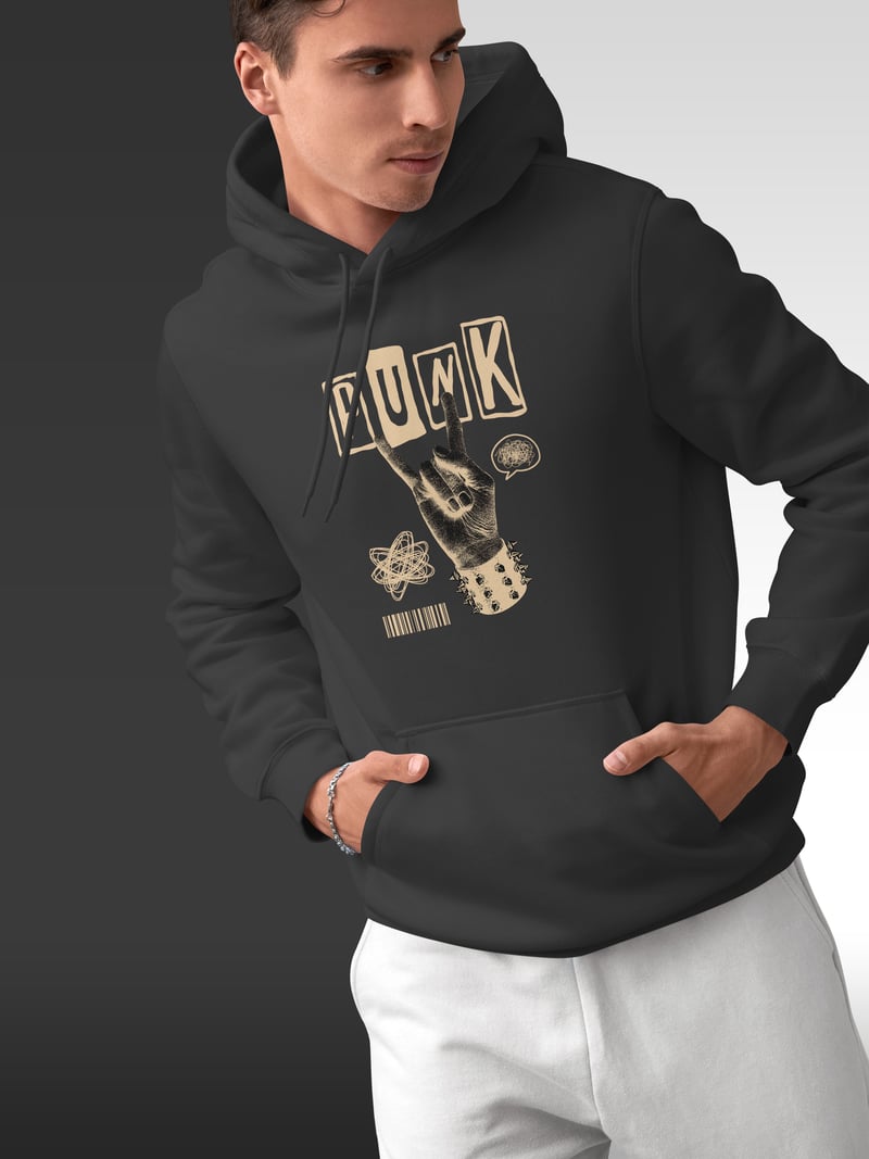 Punk Kapüşonlu Unisex Sweatshirt