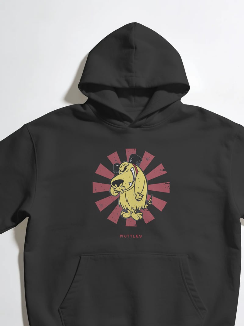 Muttley Unisex Siyah Kapüşonlu Sweatshirt