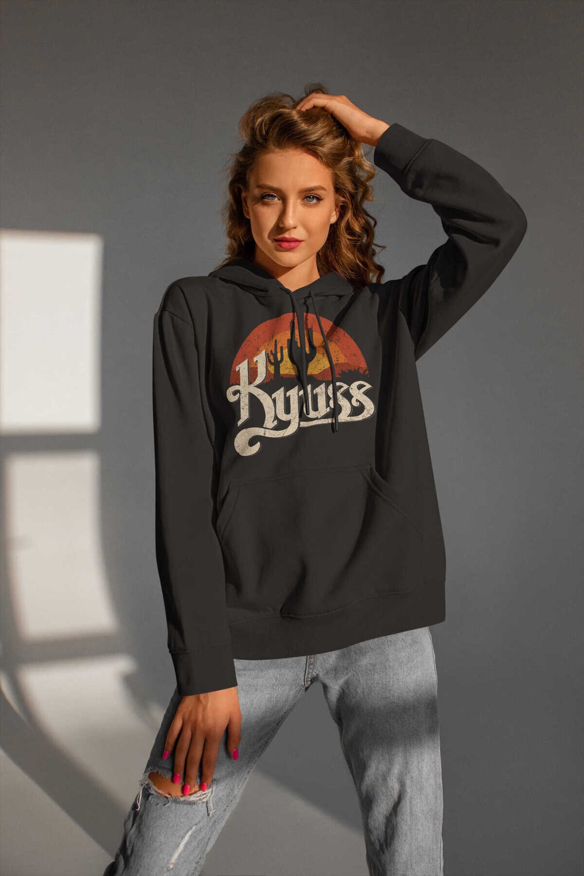Kyuss Dijital Baskı Kapüşonlu Unisex Sweatshirt