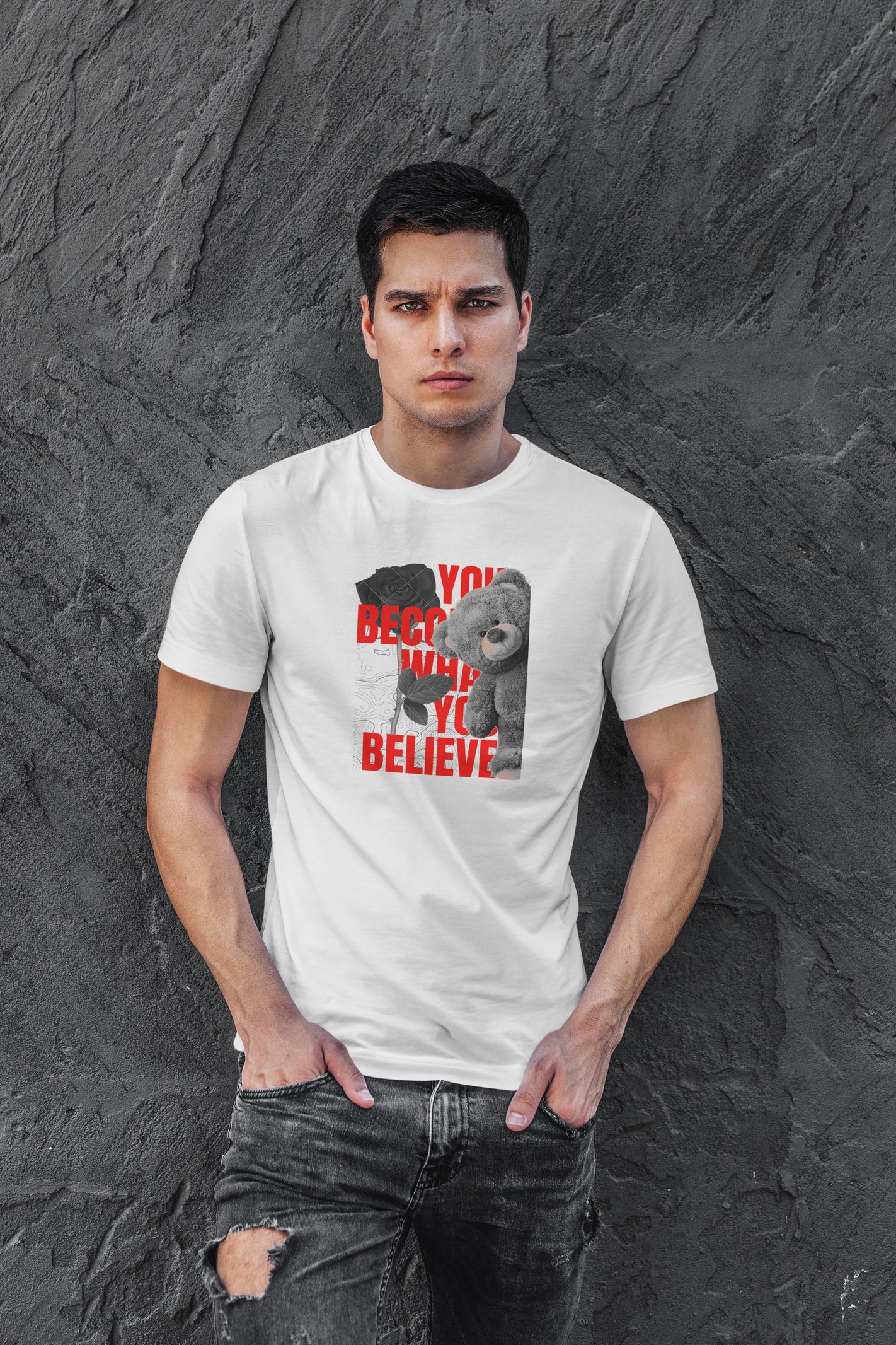 Believe Dijital Baskı Beyaz Unisex Tişört