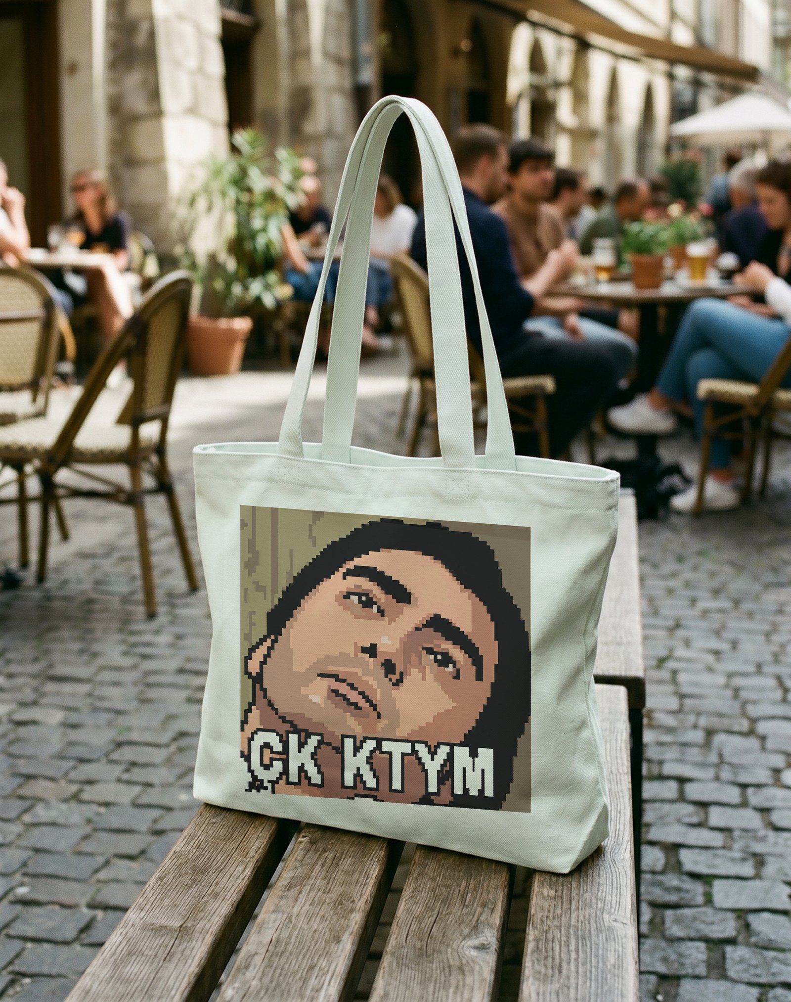 Çok Kötüyüm Çk Ktym Fermuarlı Astarlı Körüklü Kanvas Çanta 35 x 40 cm