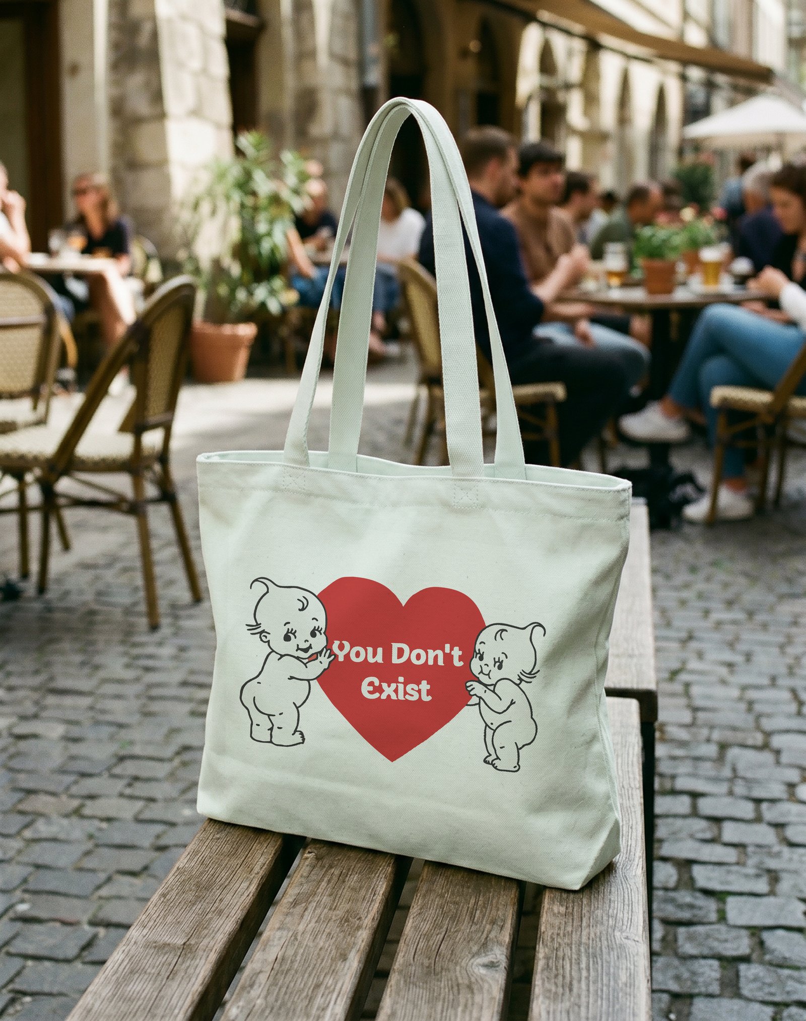 You Don't Exist Kanvas Astarlı Fermuarlı Omuz Çantası