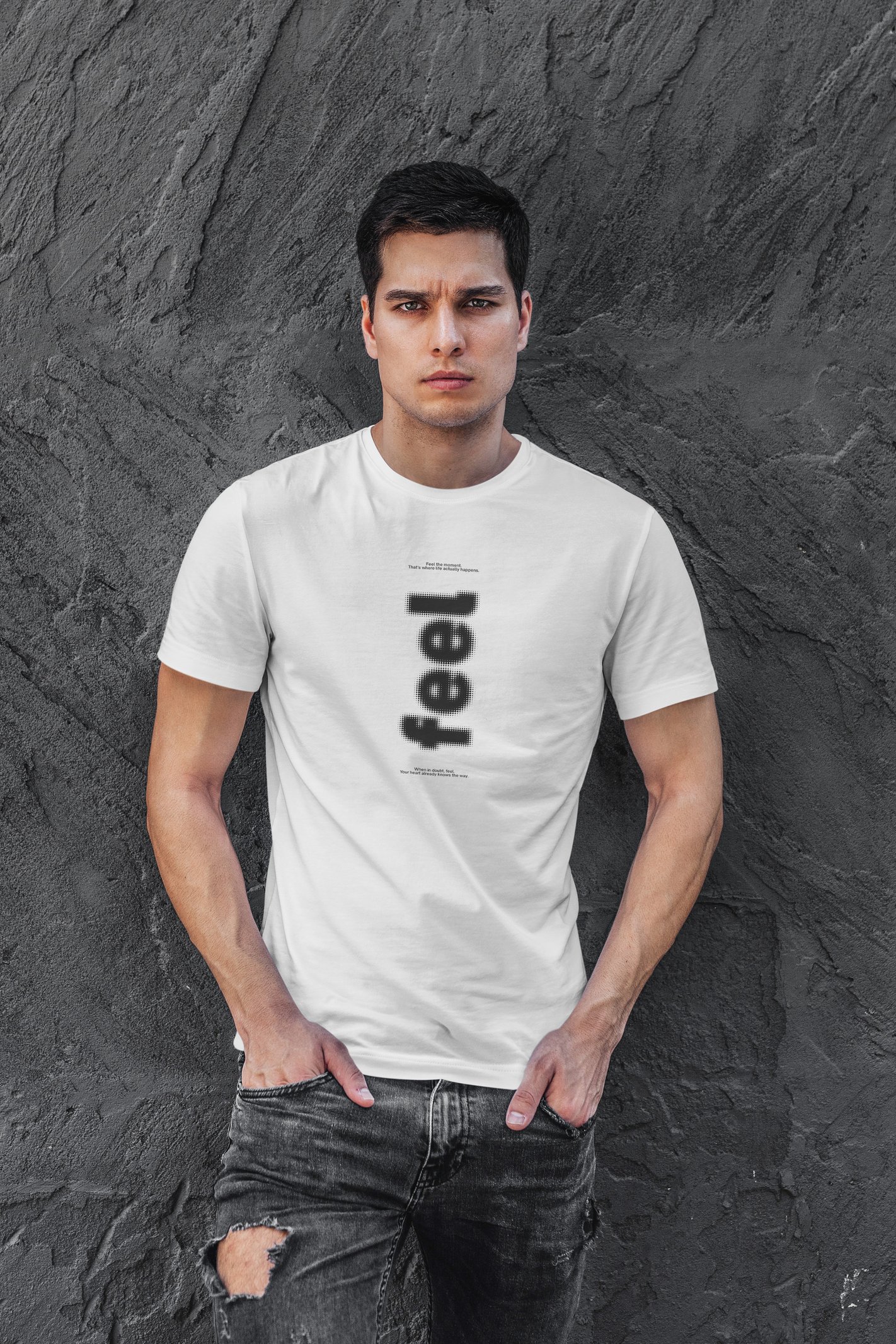Feel Dijital Baskı Beyaz Unisex Tişört