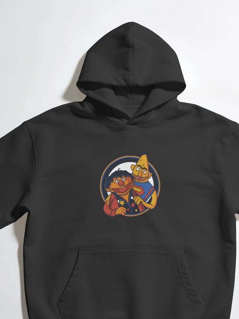Edi ile Büdü Unisex Siyah Kapüşonlu Sweatshirt