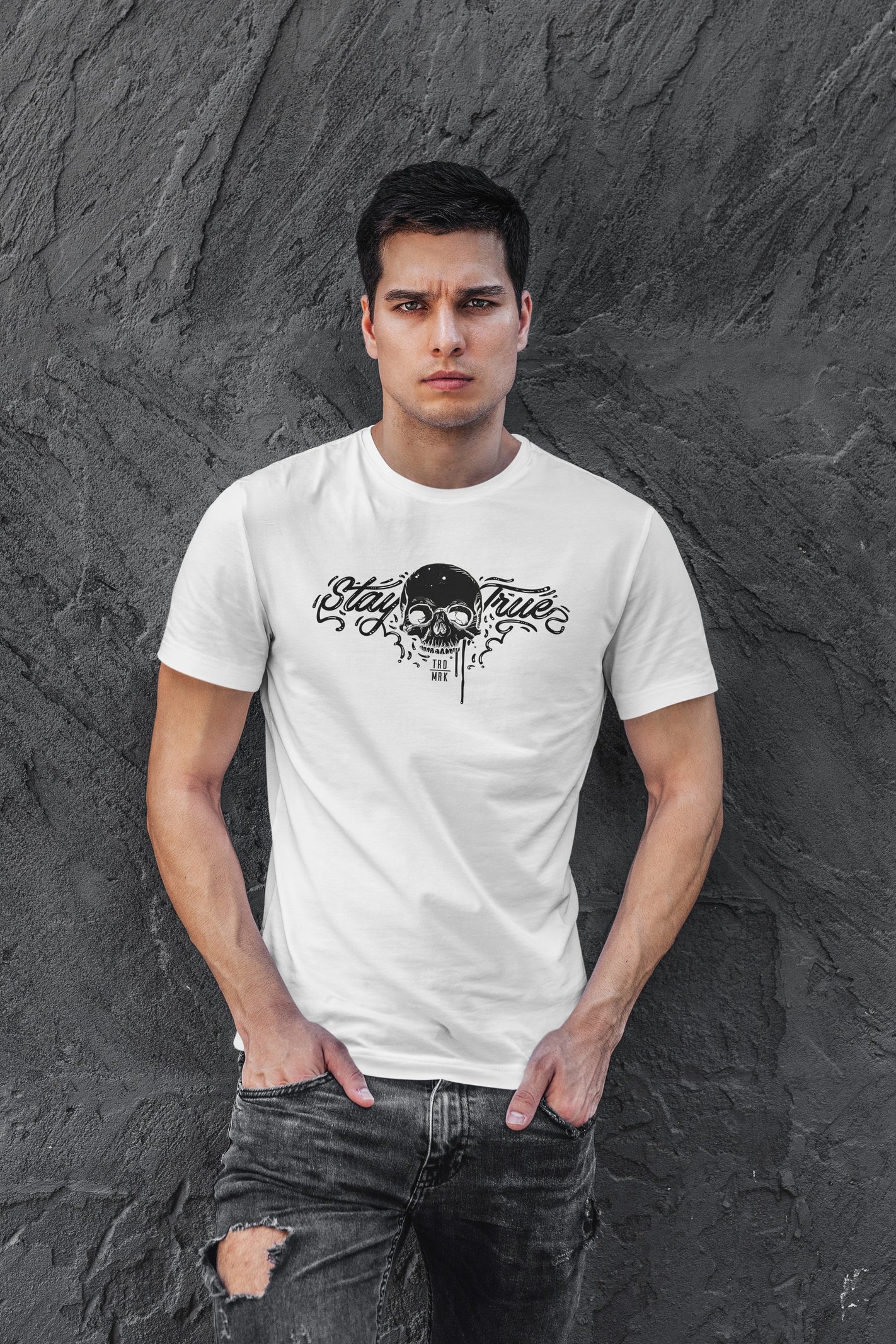 Stay True Dijital Baskı  Unisex Beyaz T-Shirt