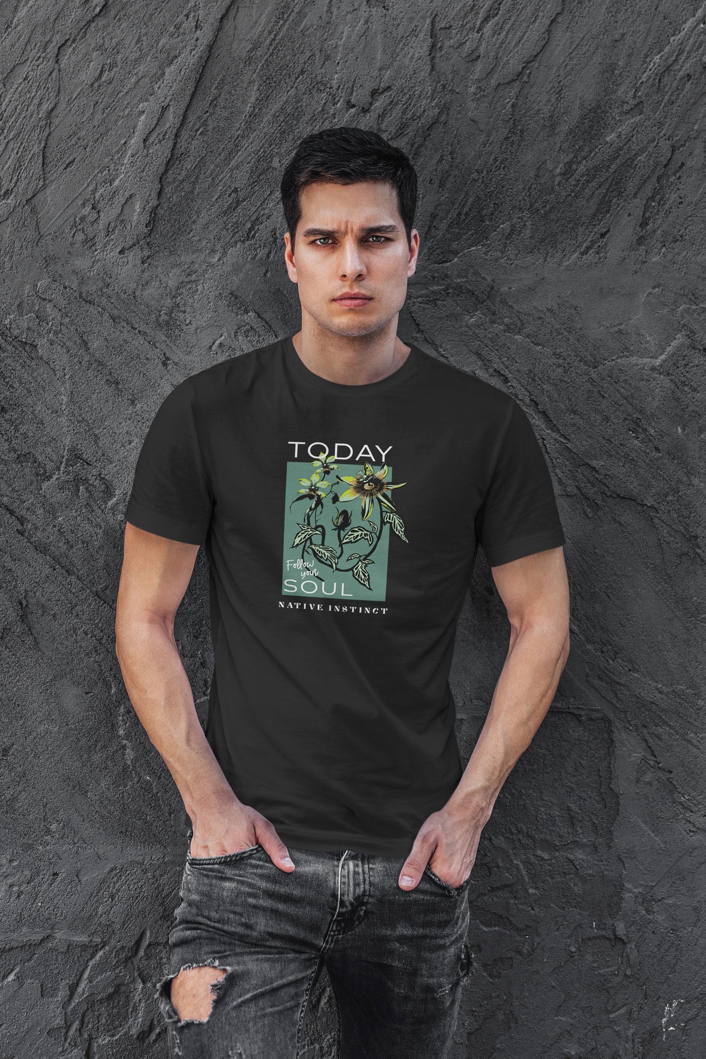 Today Dijital Baskı Siyah Unisex Tişört