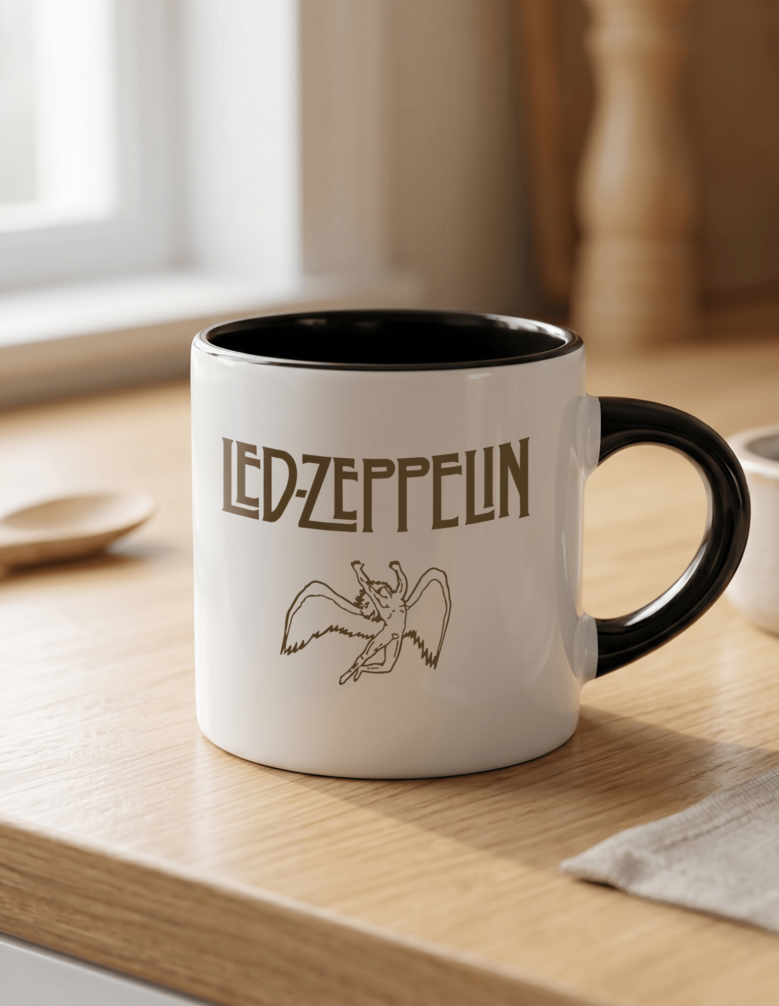 Led Zeppelin 180 ml Beyaz Siyah Kahve Kupası