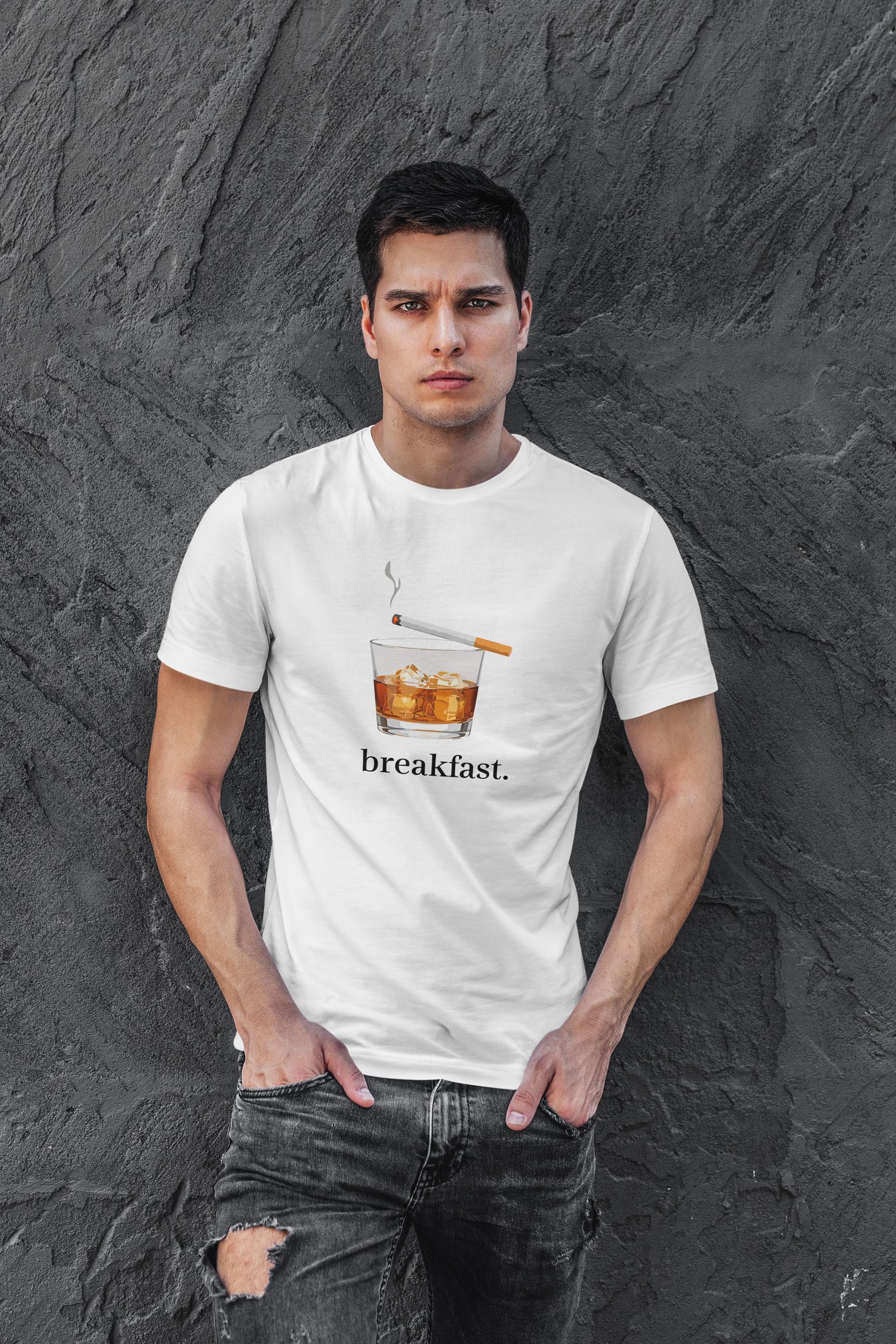 Breakfast Dijital Baskı Beyaz Unisex Tişört
